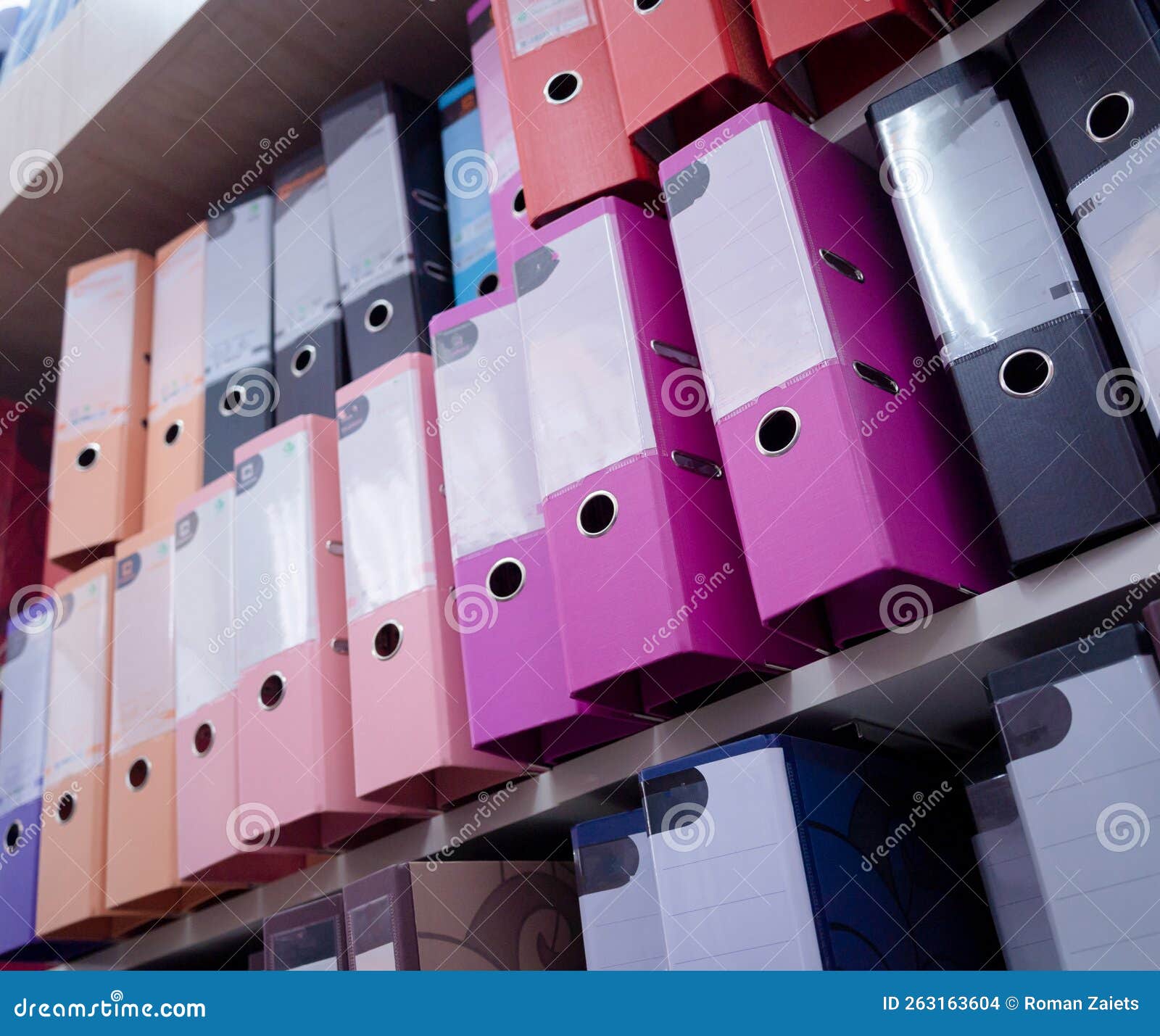 Rows of Folders for Bookkeeping Lie on a Shelf Stock Photo Image of blank, abstract 263163604