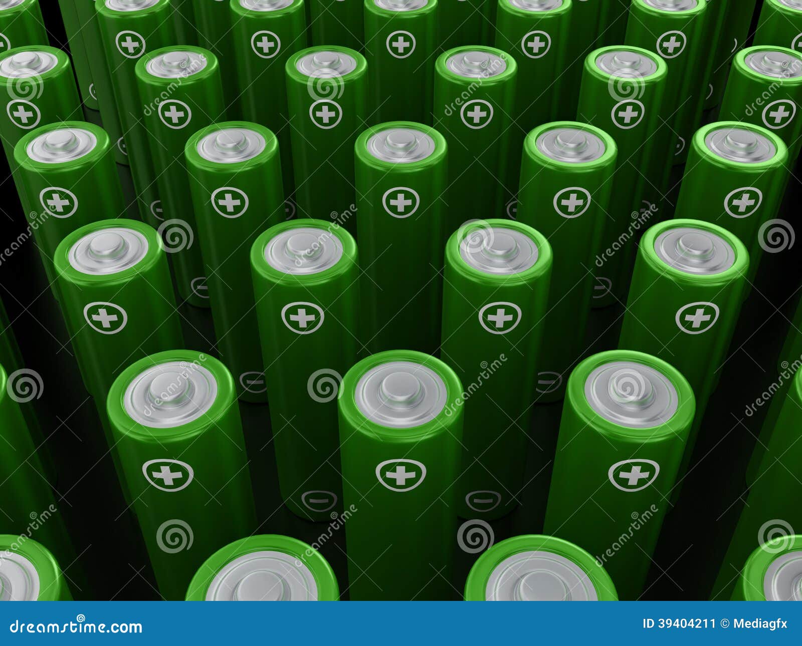 Rows of Green Alkaline Batteries (AA) Stock Illustration Illustration