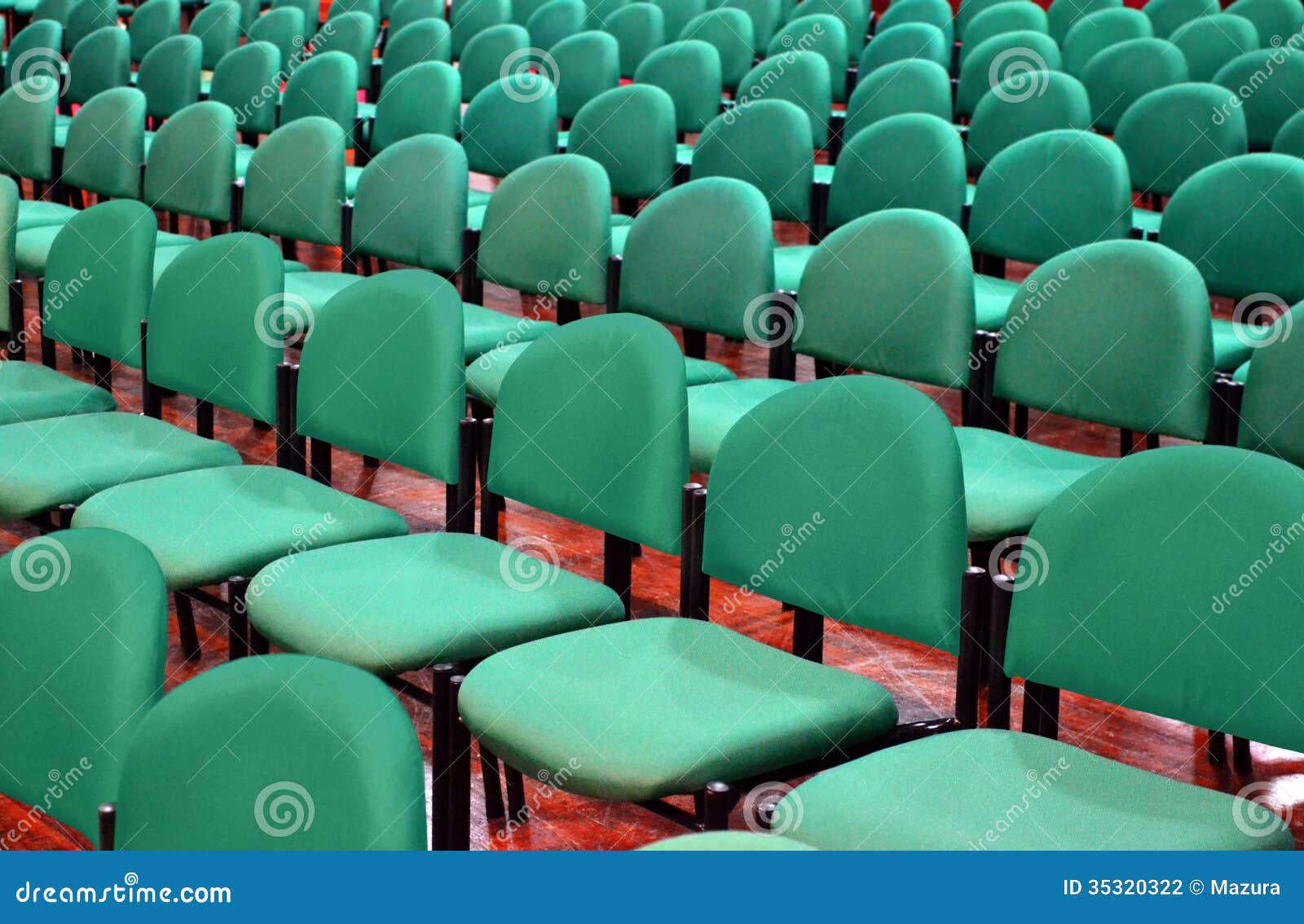 Rows of Green Chairs in a Hall Stock Photo Image of event, education