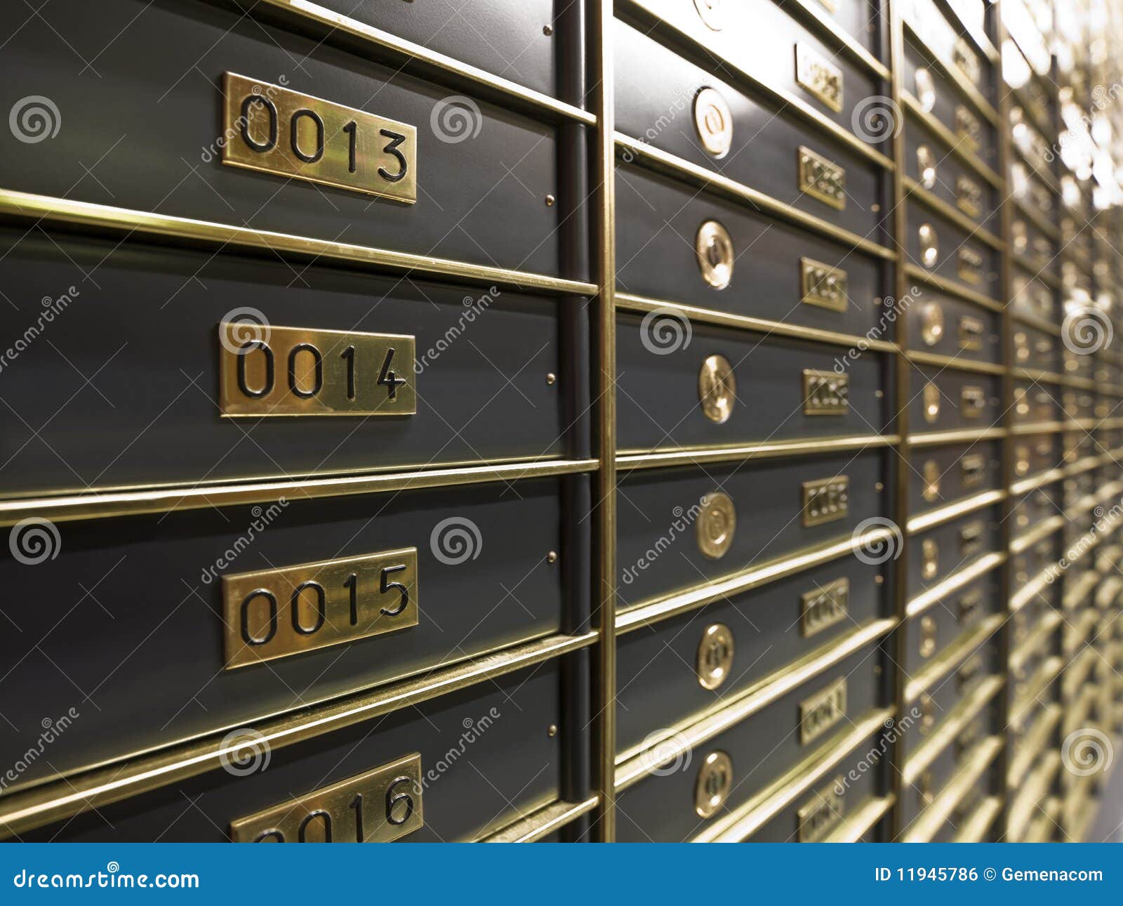 rows of luxurious safe deposit boxes