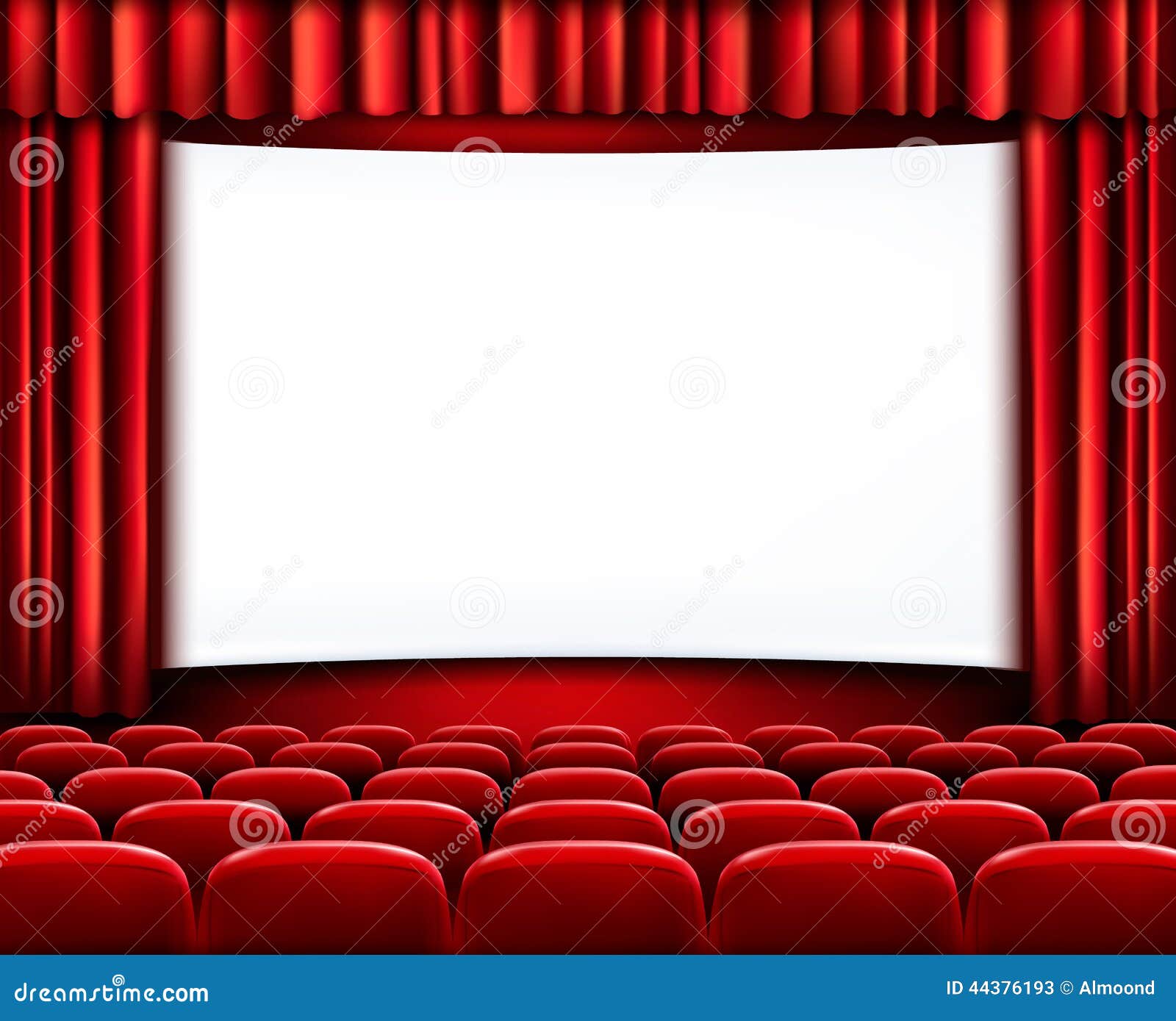 Rows Of Red Cinema Or Theater Seats Stock Vector - Image: 44376193