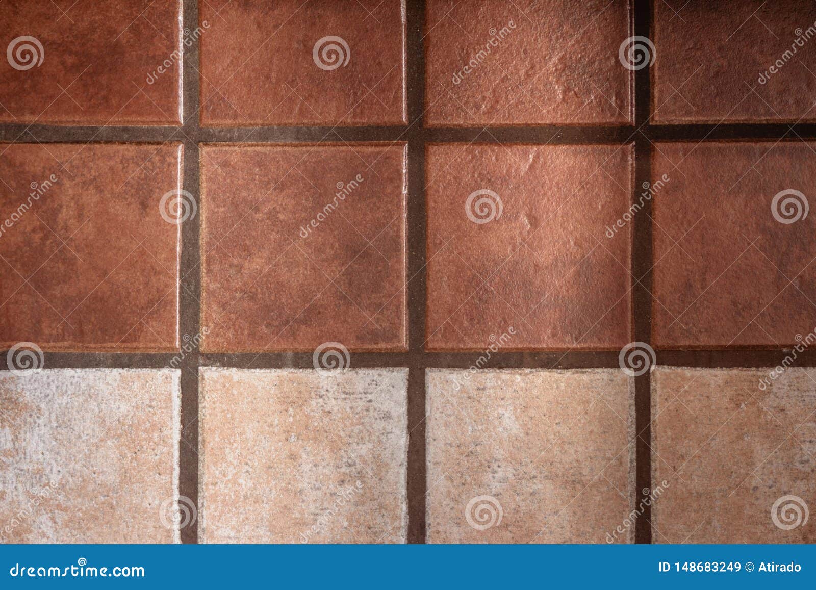 Rows of Rustic Tiles. a Clearer Row Adds Cadence. Stock Image - Image
