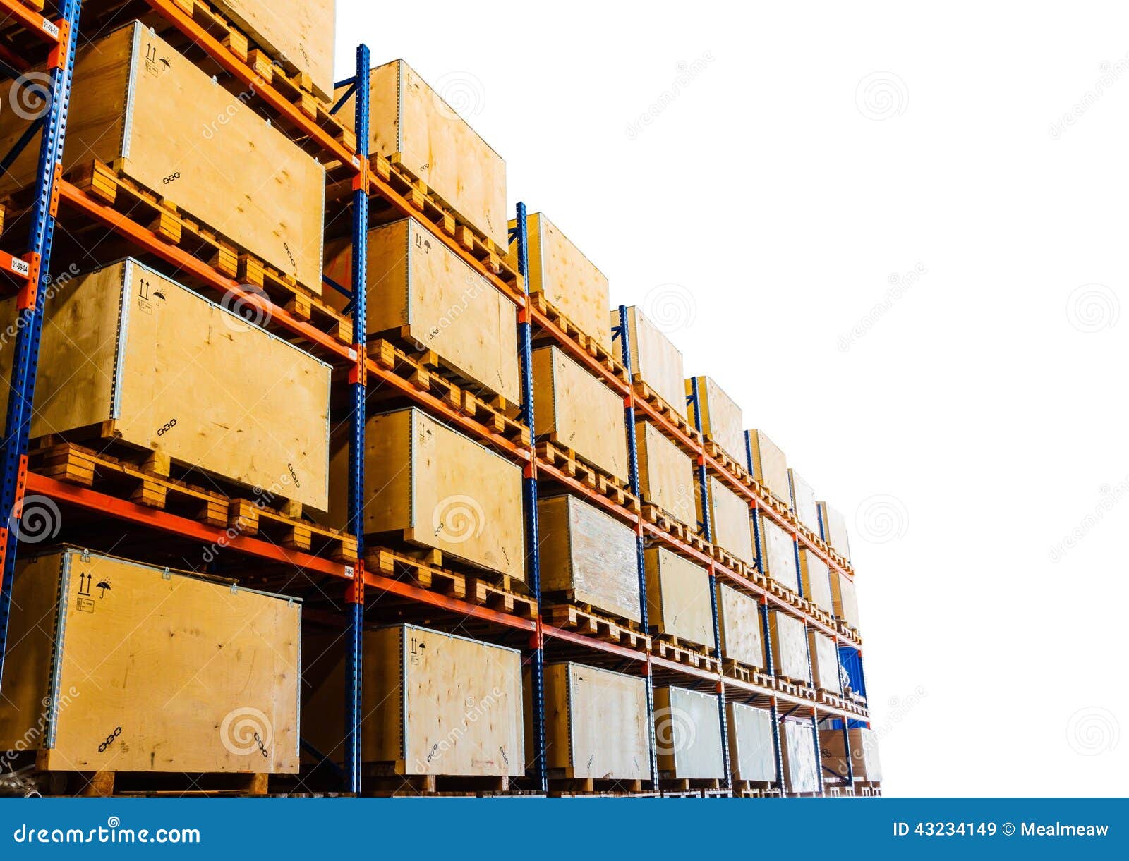 Rows of Shelves with Boxes in Factory Warehouse Stock Image Image of