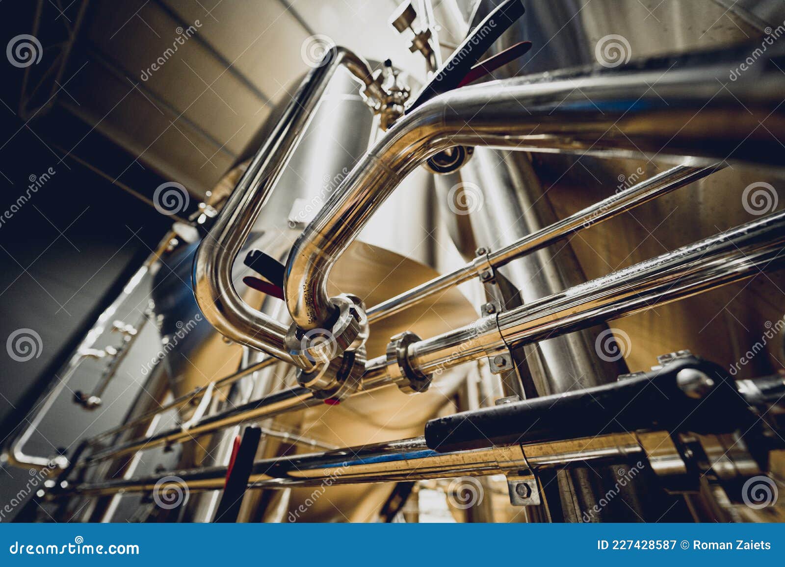 Rows of Steel Tanks for Beer Fermentation and Maturation in a Craft