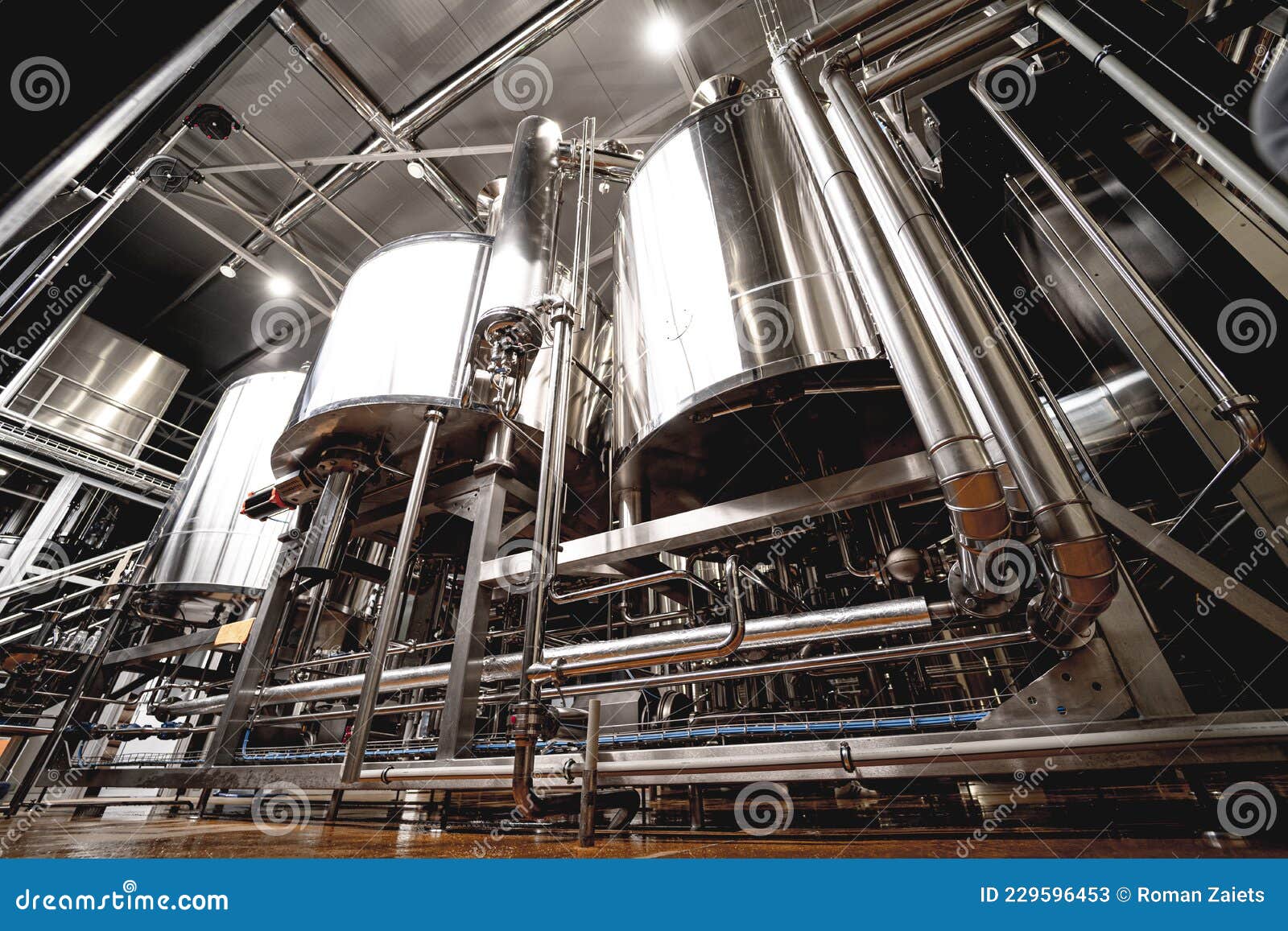 Rows of Steel Tanks for Beer Fermentation and Maturation in a Craft