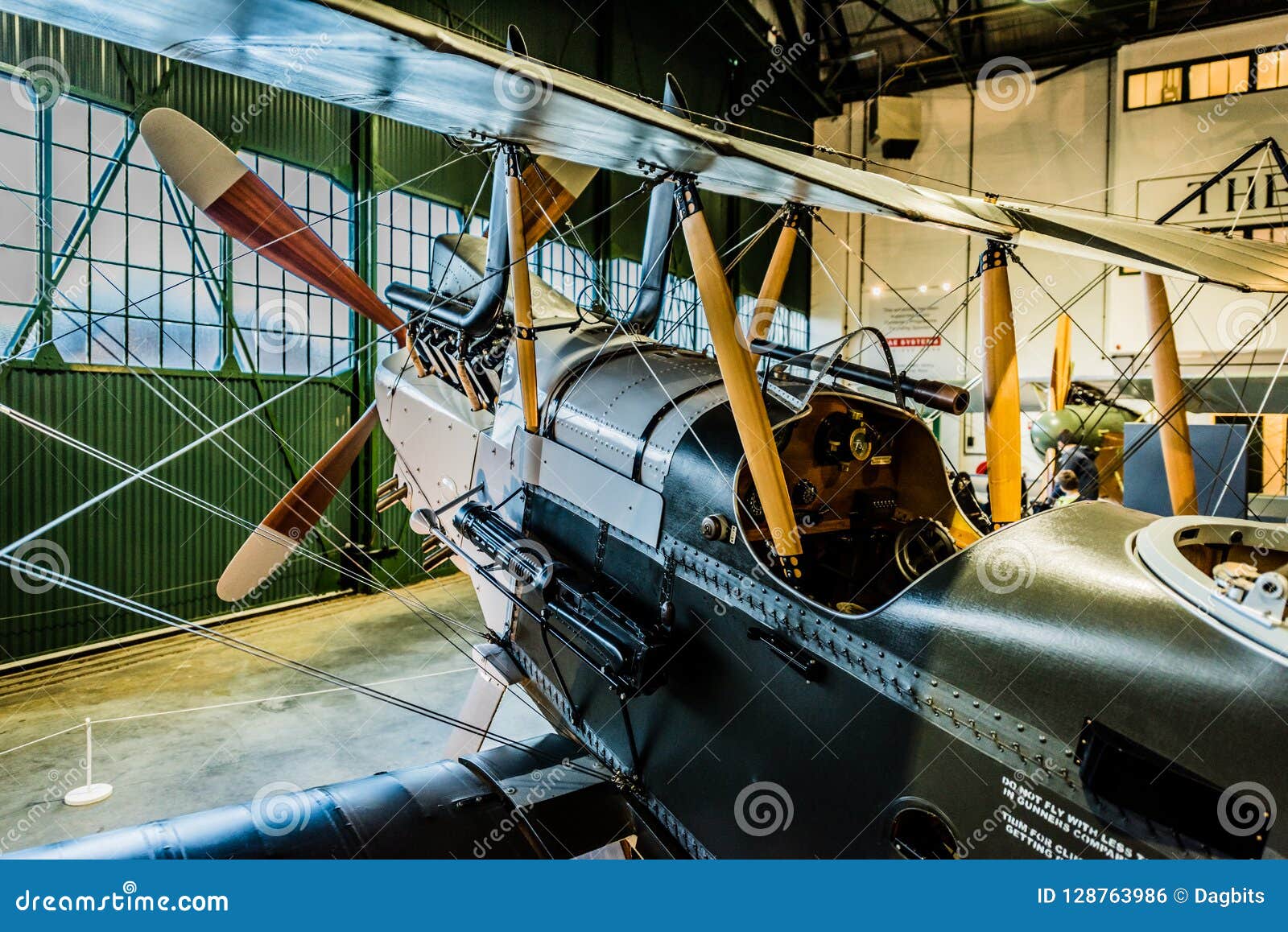 The Royal Aircraft Factory R.E.8 at Royal Air Force Museum London. Two Seat Biplane Bomber and Reconnaissance Rear View.