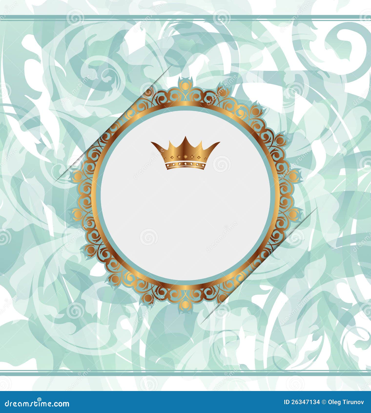 Royal Background with Golden Frame and Crown Stock Vector