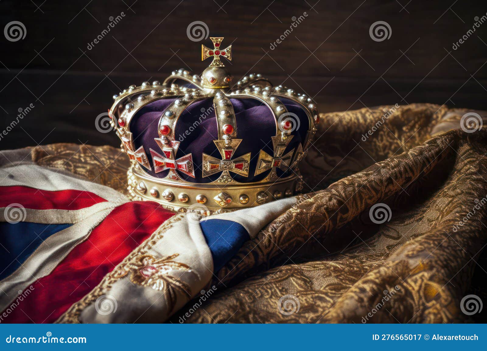 Royal Crown on the Background of the Flag of the United Kingdom of ...