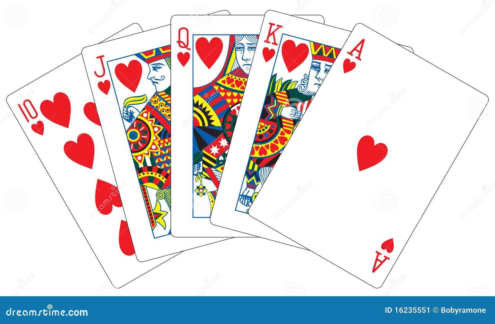 royal flush hearts playing cards