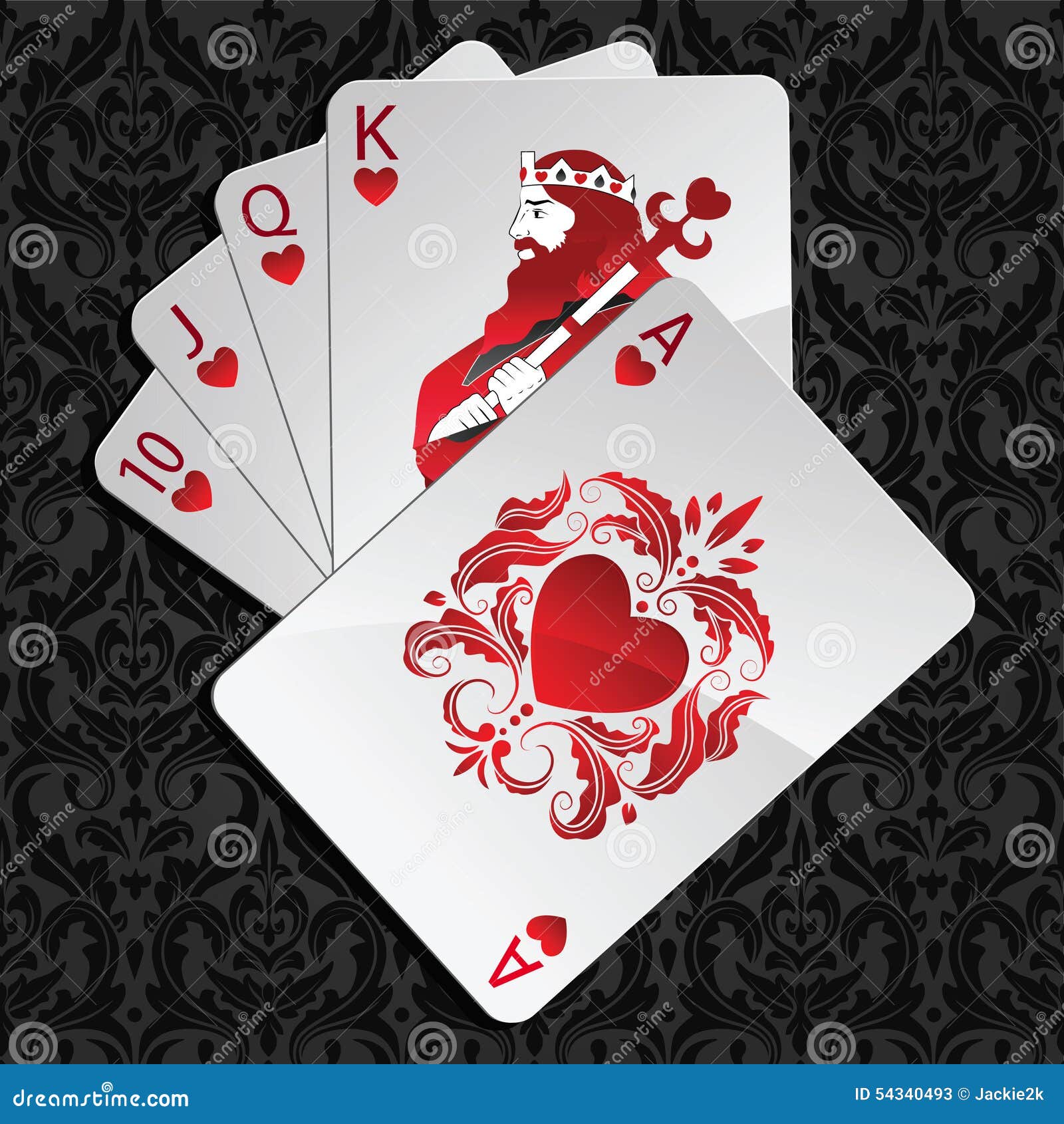 royal flush in hearts