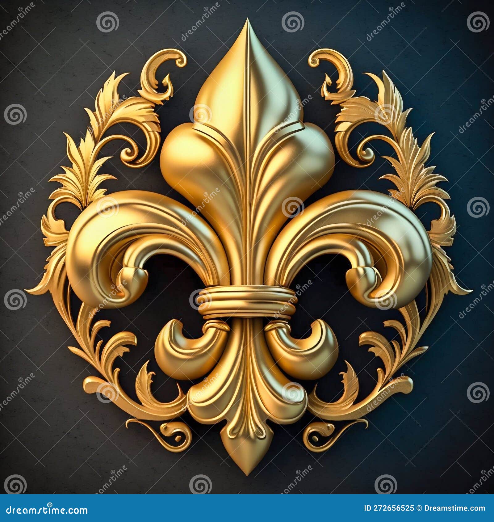 royal gold fleur de lis ornament. generative ai