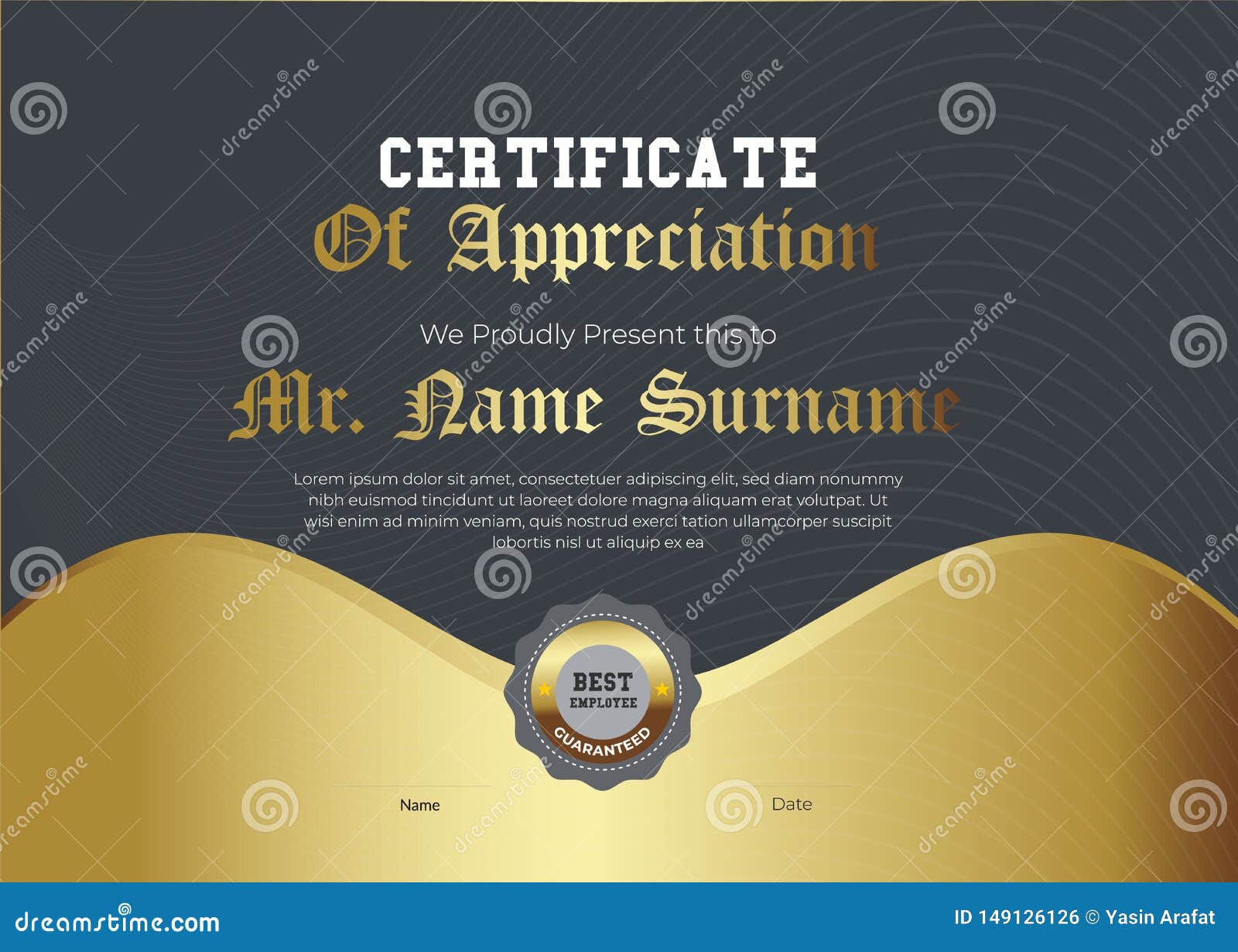 Royal Golden Certificate Of Appreciation Templatetrendy Geometric