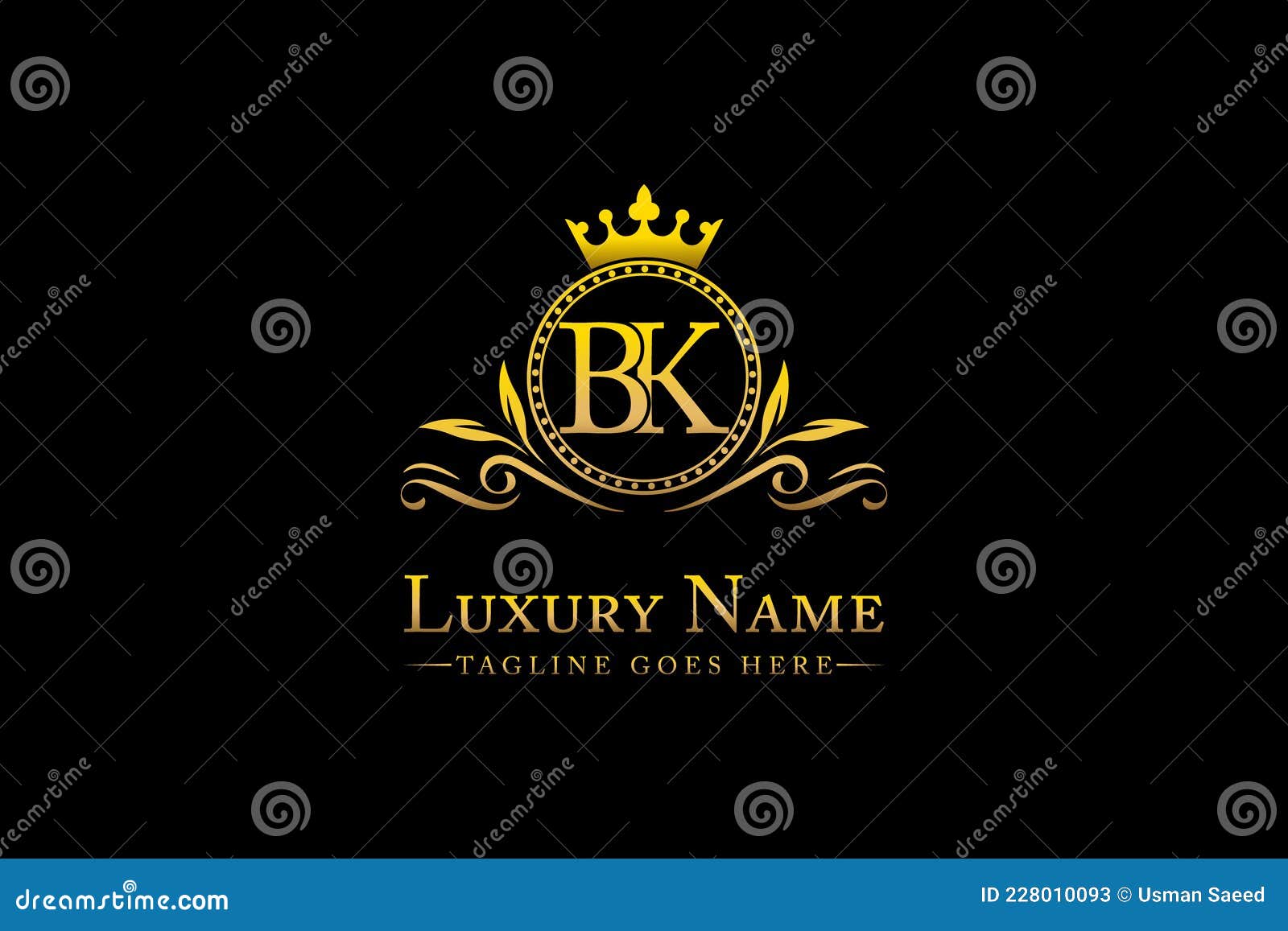 Royal Luxury Letter BK or KB King with Gold Crest Crown Logo Collection ...