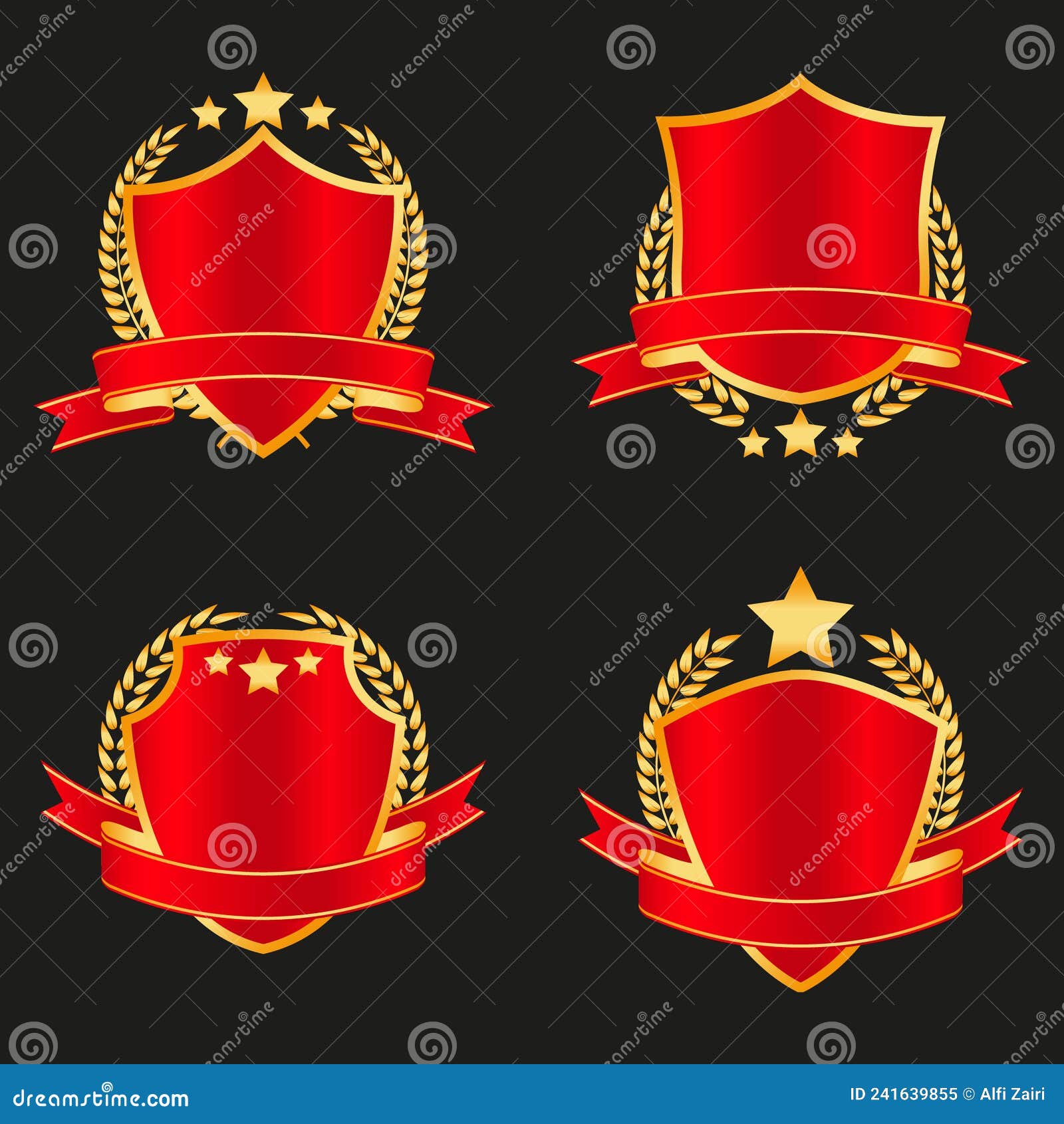 Royal Red Shield with Golden Frame Logo and Emblem by Vector Design