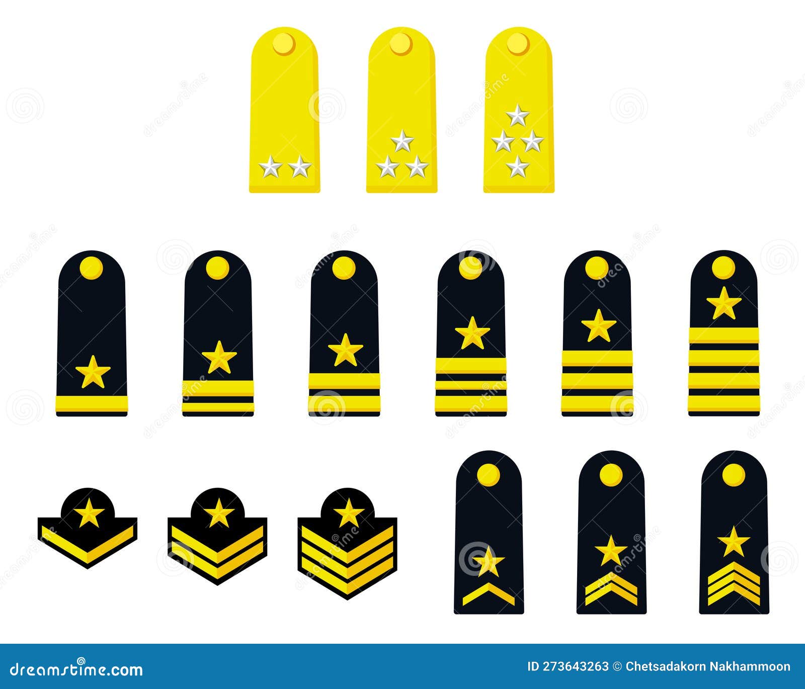 Royal Thai Airforce Ranks, Military Marks. Cartoon Vector ...