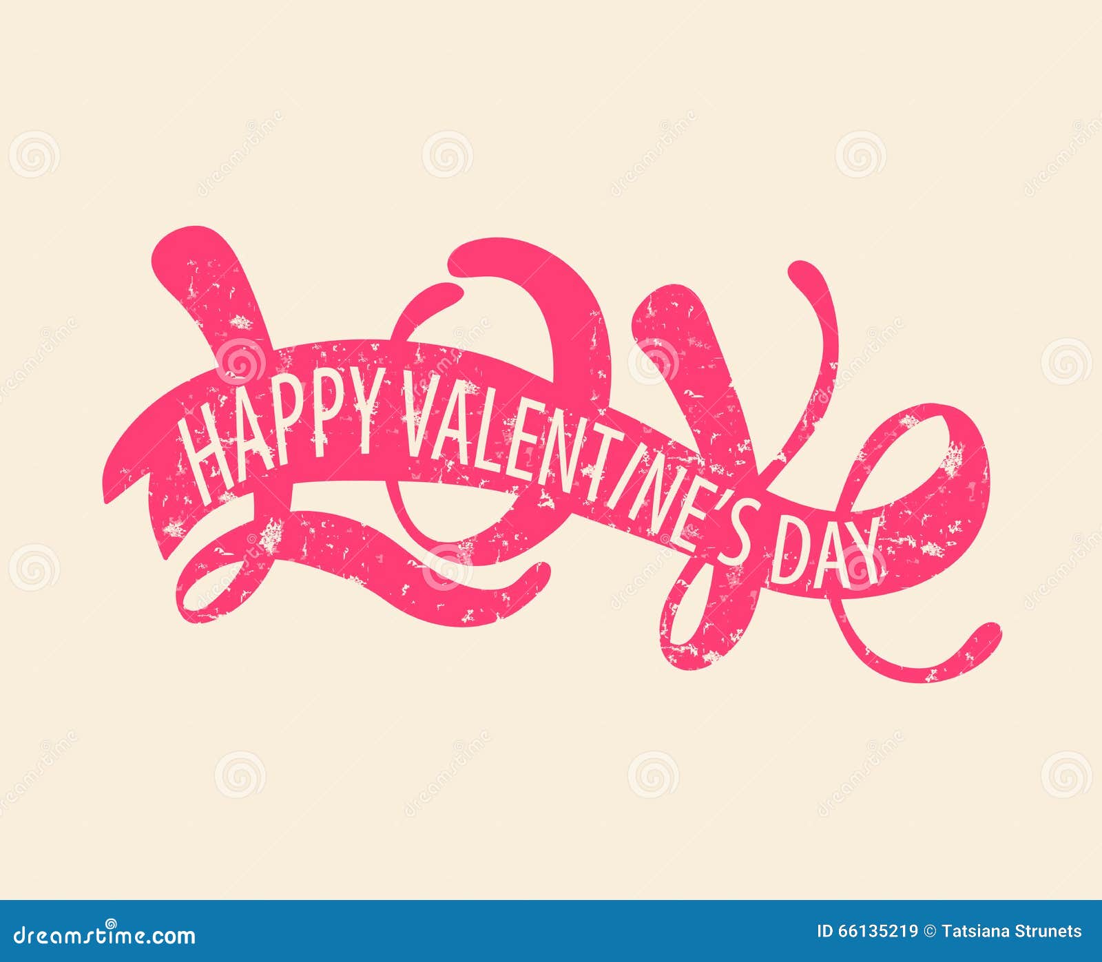 Roze liefde - de dag van Gelukkig Valentine. Illustratie van Liefde - de dag van Gelukkig Valentine, Romantische met de hand geschreven inschrijving voor affiche, de kaart van de valentijnskaartendag in uitstekende stijl