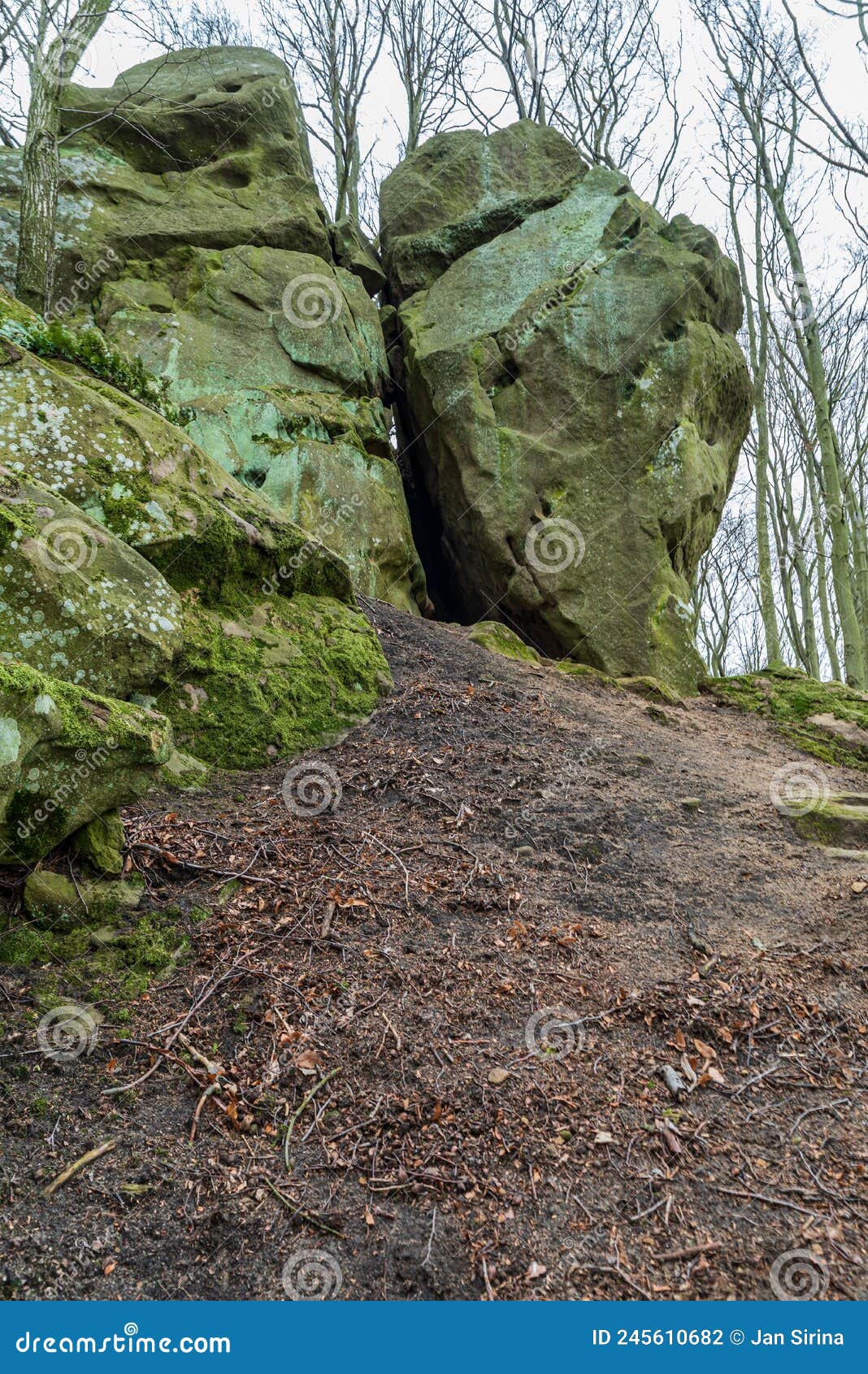rozstipana skala rock formation in chriby mountains in czech republic