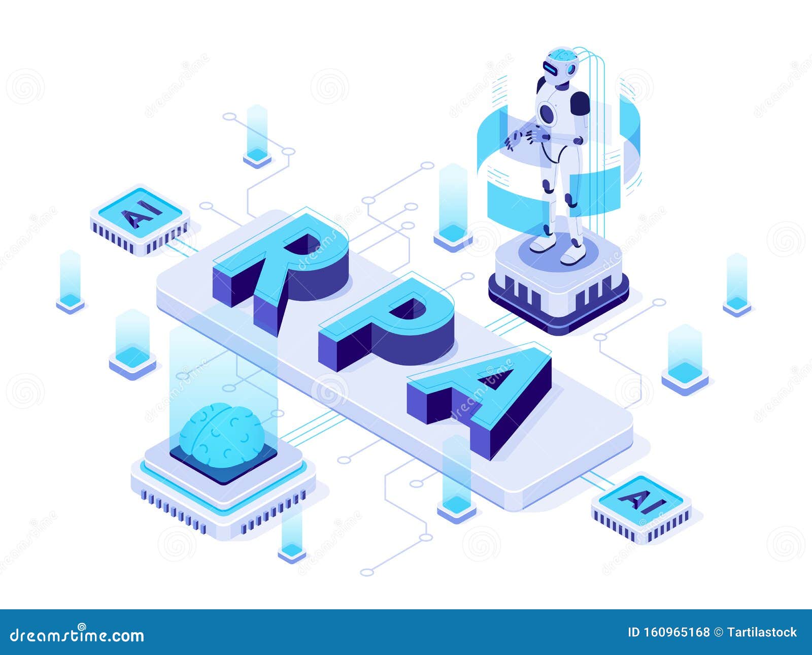 Rpa Isométrique Automatisation Robotisée Des Processus Robots Futuristes Dintelligence