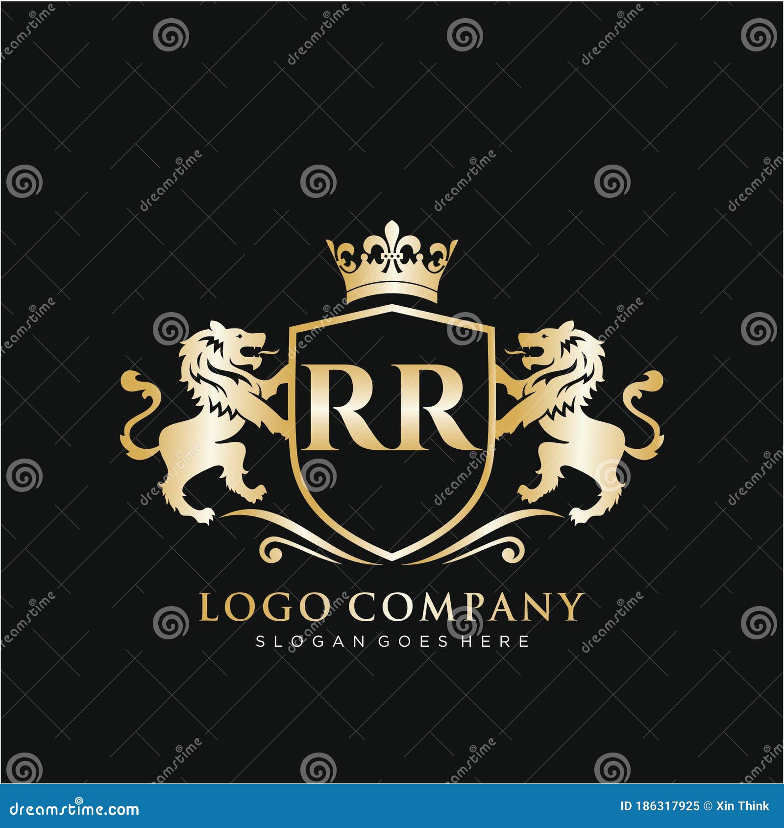 Initial letter RR, overlapping monogram logo, decorative ornament badge,  elegant luxury golden color Stock Vector | Adobe Stock
