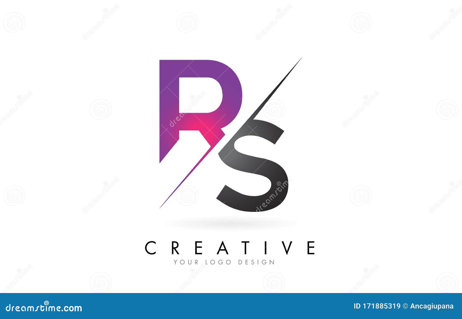 Rs R S Letter Logo With Color Block Design And Creative Cut Stock