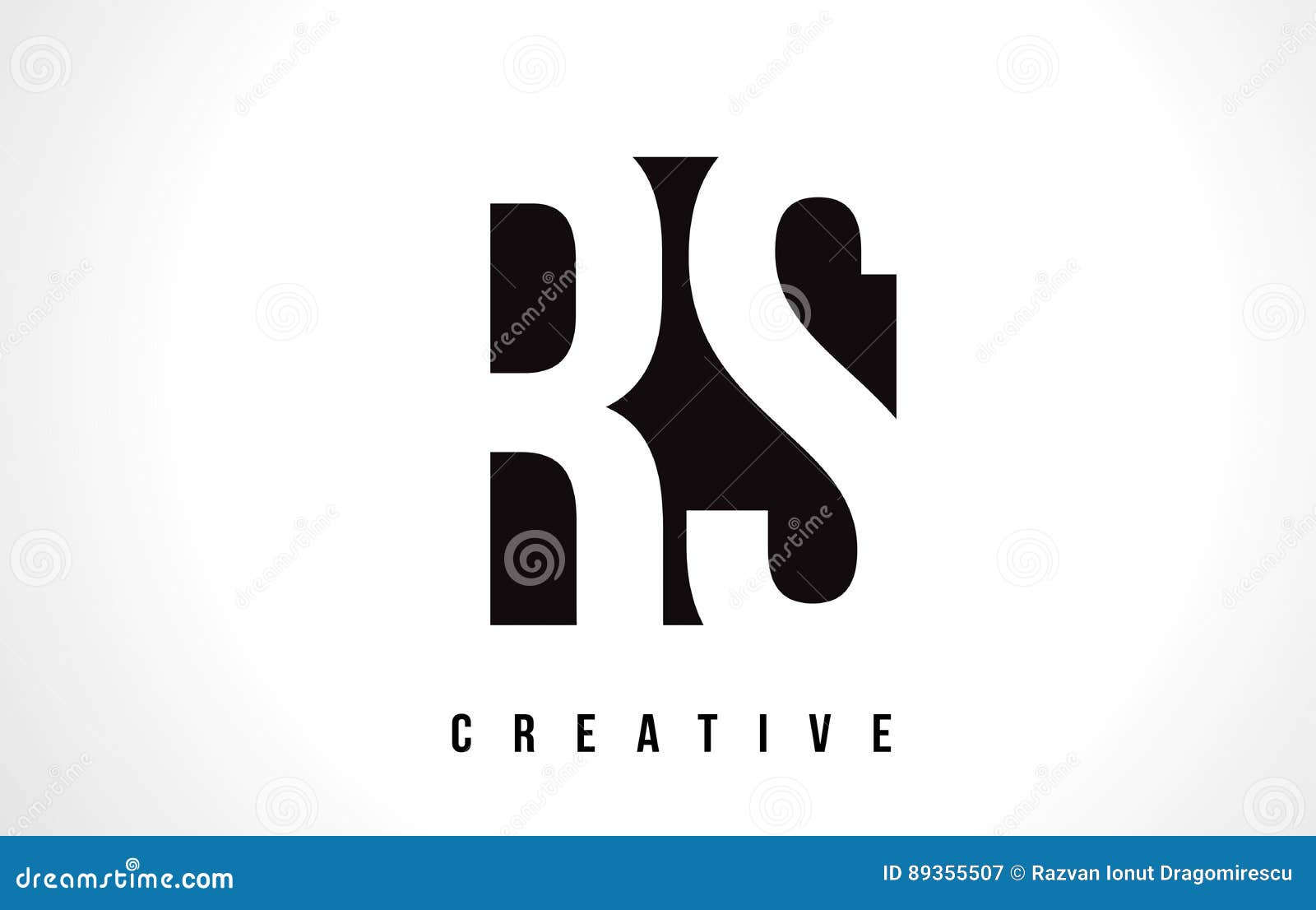 Rs R S White Letter Logo Design With Black Square Stock Vector Illustration Of Identity Letter 89355507