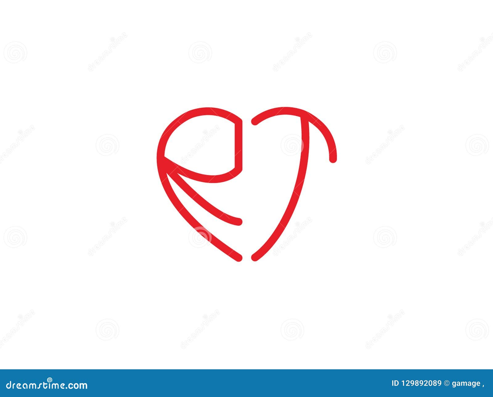 NK Initial Heart Shape Red Colored Love Logo Stock Vector