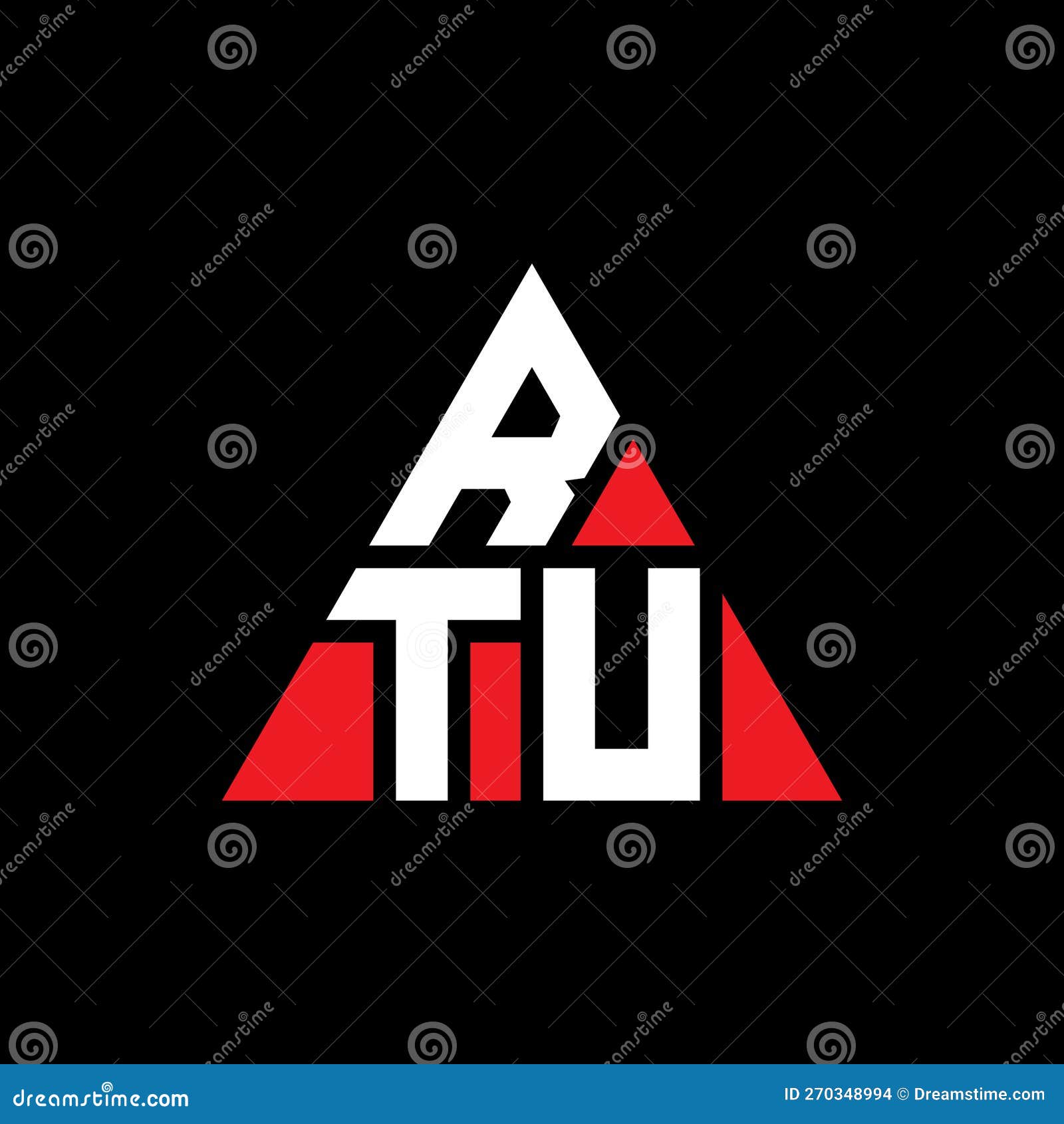 rtu triangle letter logo  with triangle . rtu triangle logo  monogram. rtu triangle  logo template with red