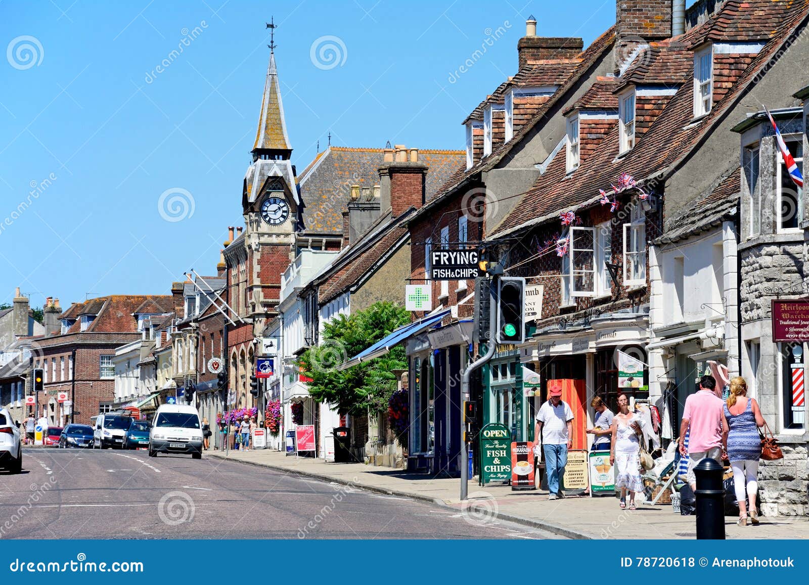 Rua Da Compra Do Centro De Cidade, Wareham Foto de Stock Editorial