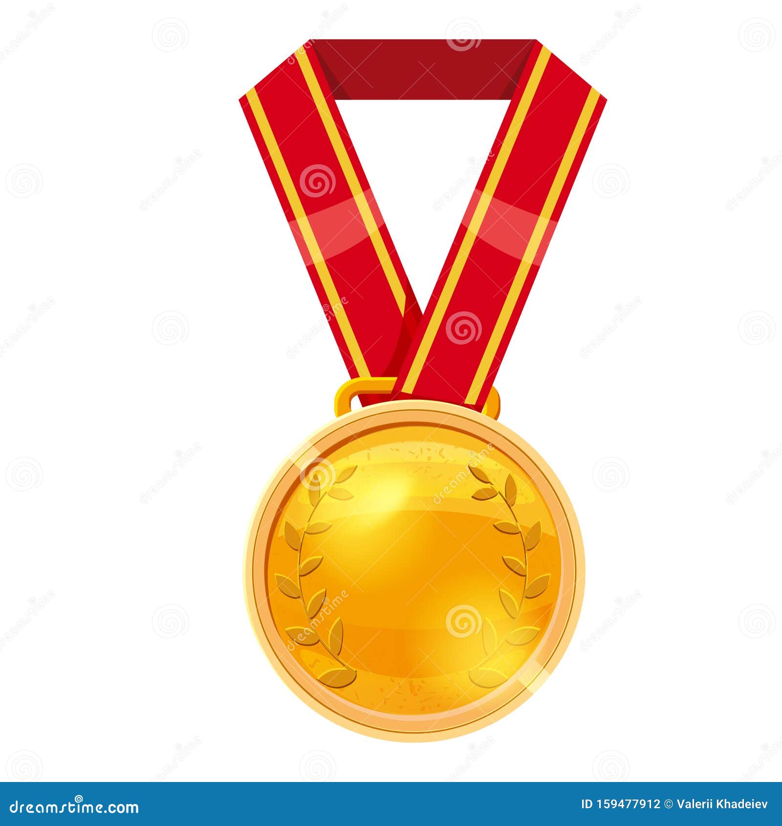 Ruban Rouge Médaillé D'or Avec Détails De Relief Médaille D'or