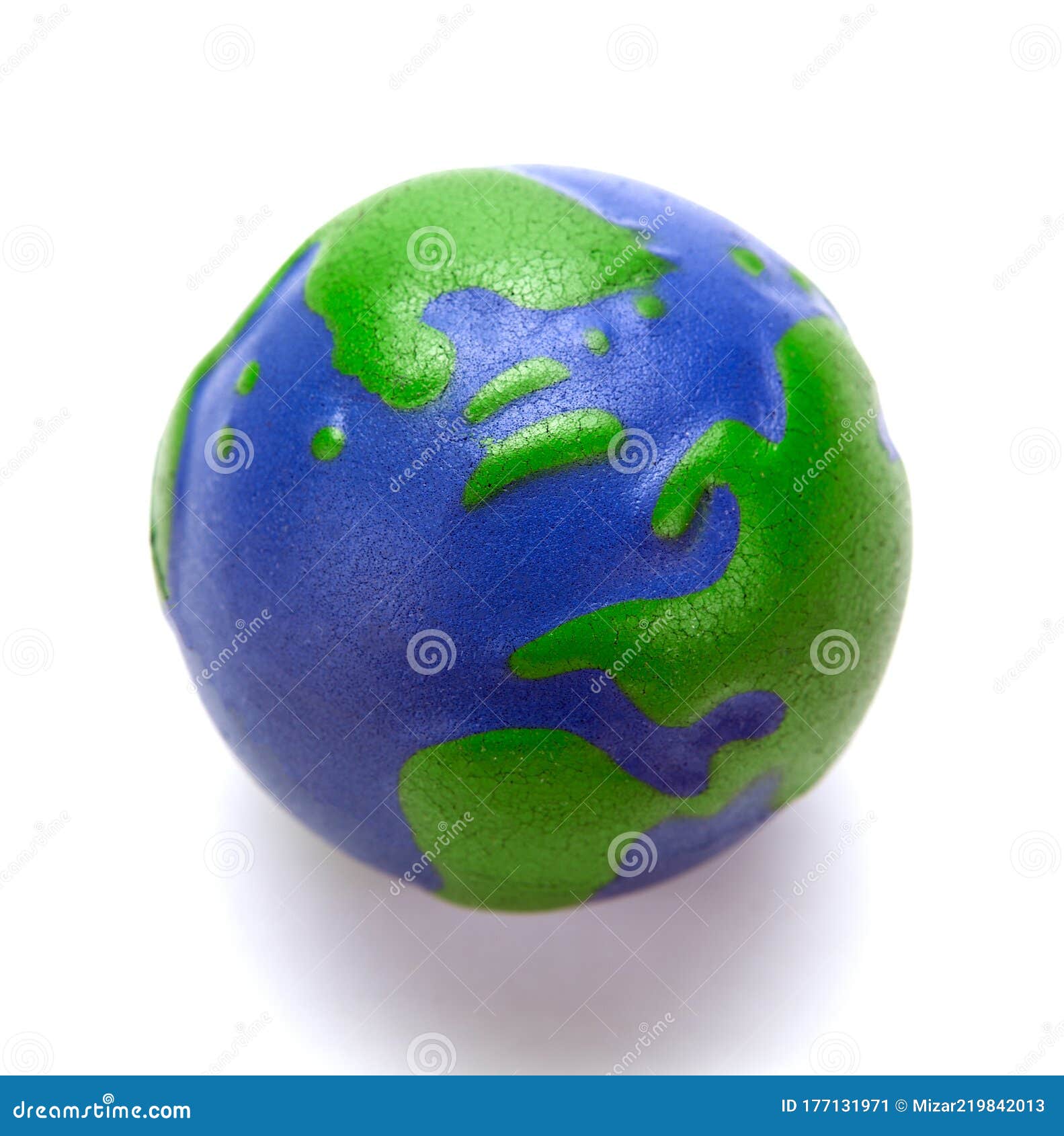 Rubber Ball in the Form of a Globe of the Earth on a White