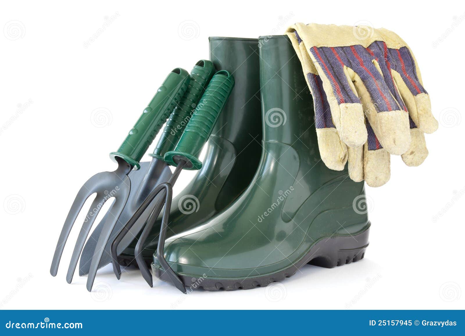 Rubber Boots with Garden Tools Stock Image Image of waterproof