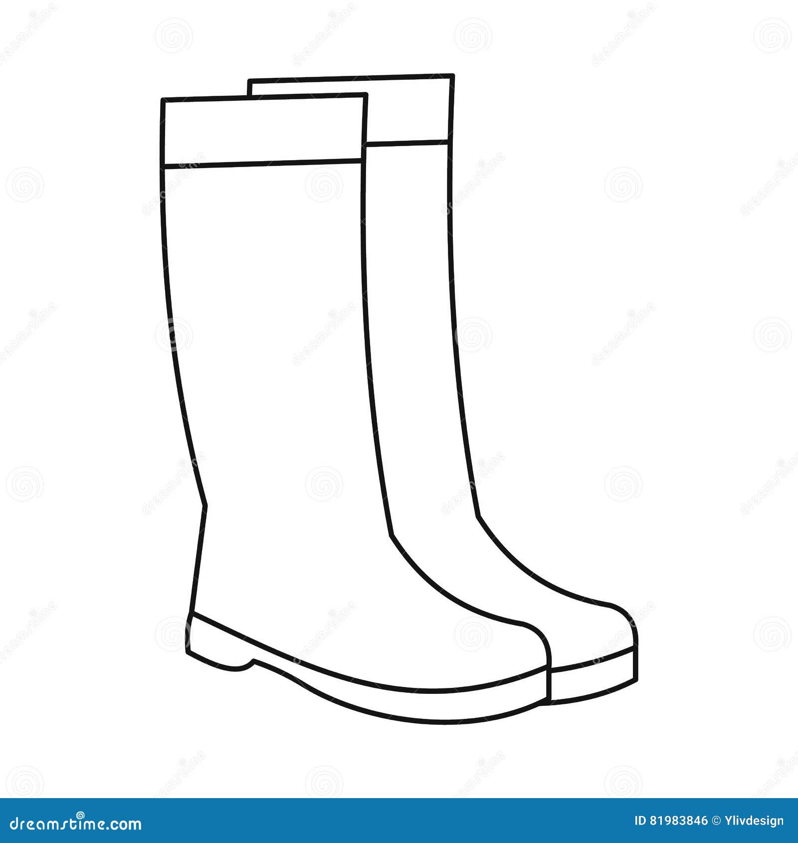 Rubber Boots Icon, Outline Style Stock Vector Illustration of rain
