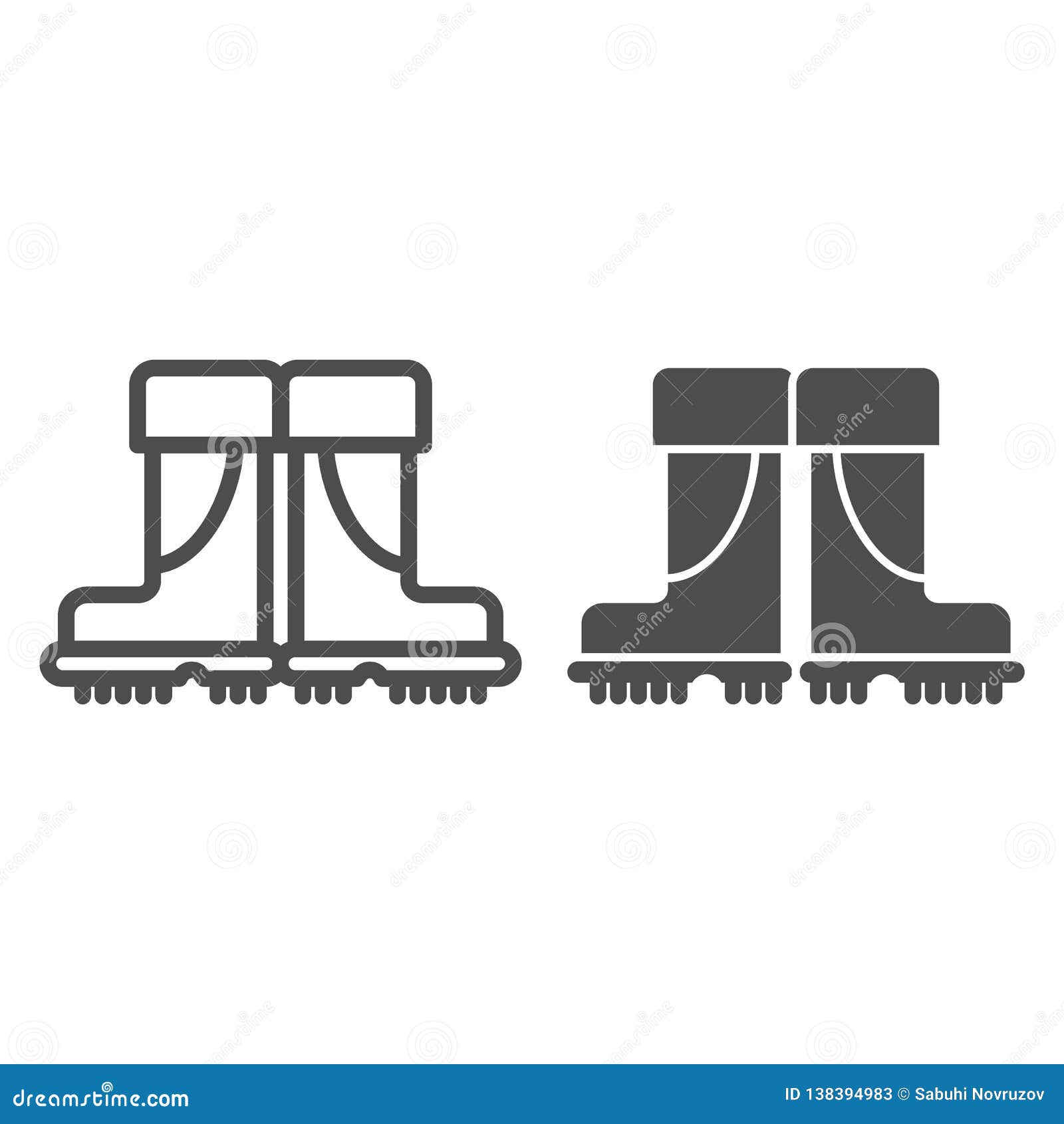 Rubber Boots Line and Glyph Icon. Fishing Boots Vector Illustration ...