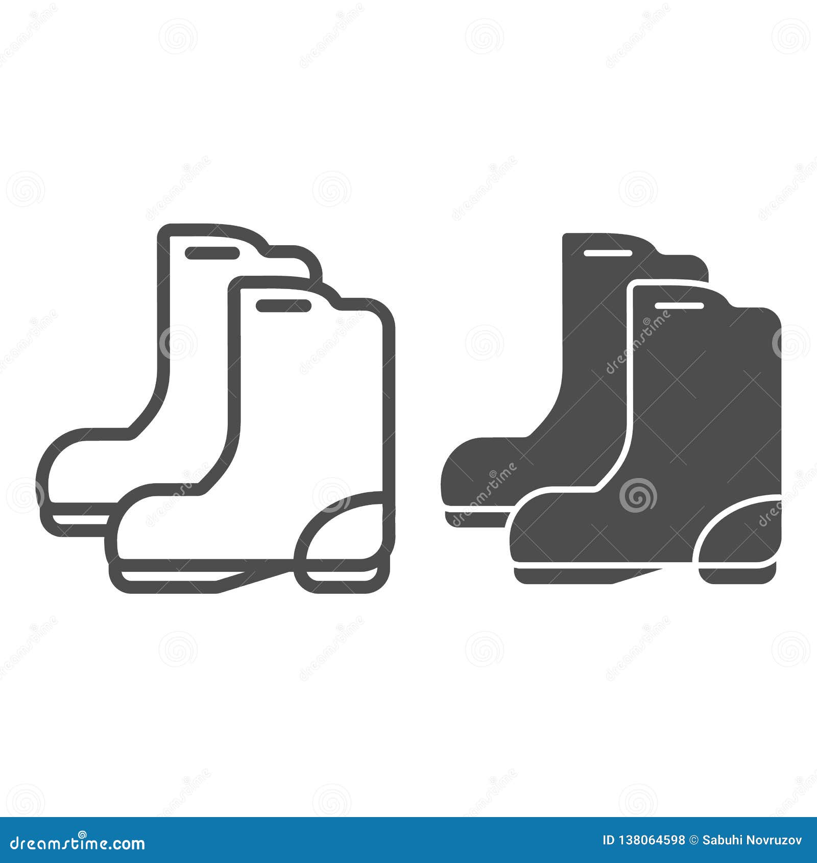 Rubber Boots Line and Glyph Icon. Garden Footwear Vector Illustration ...