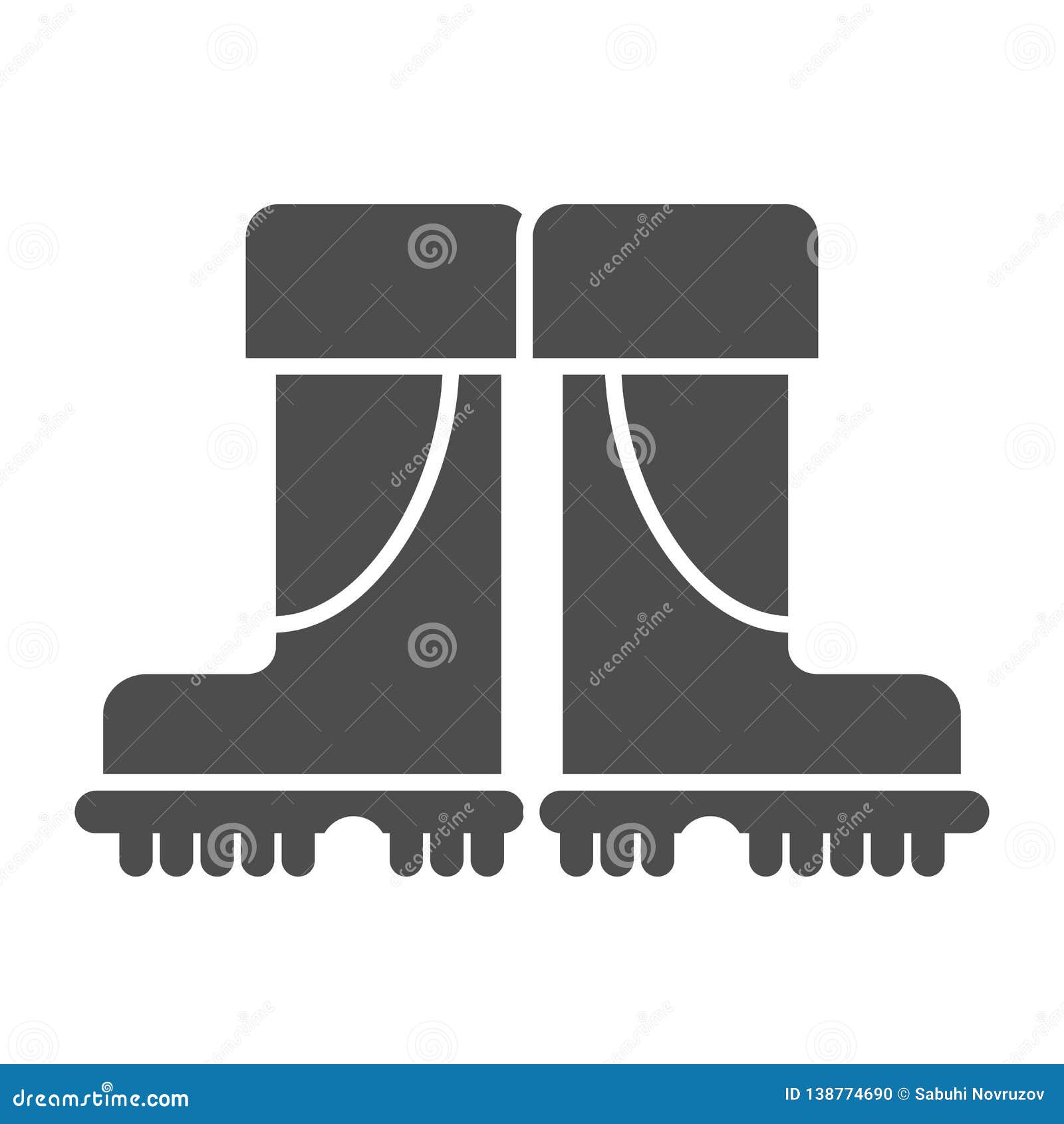Rubber Boots Solid Icon. Fishing Boots Vector Illustration Isolated on ...