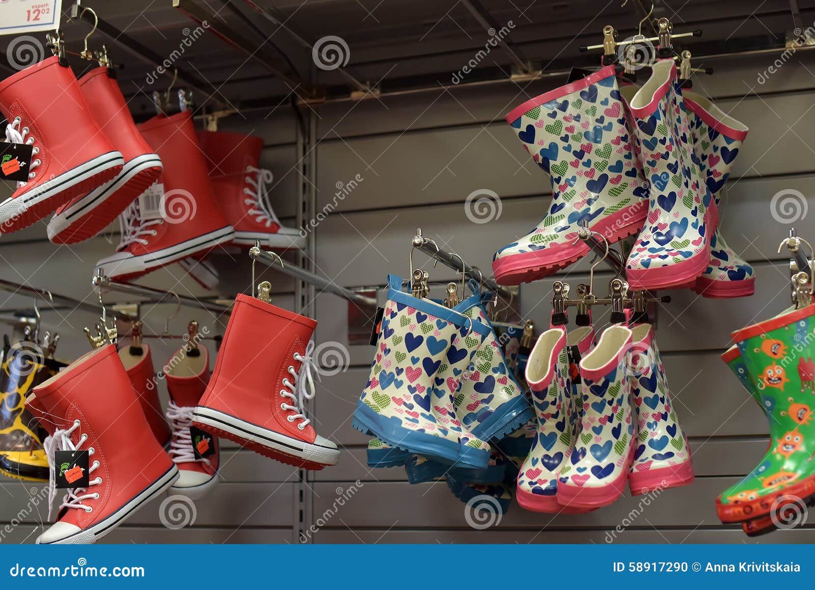 Rubber boots in the store editorial image. Image of flip 58917290