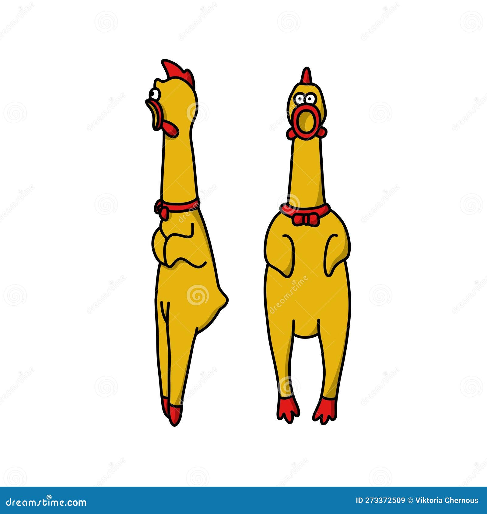 Rubber Chicken Toy Doodle Icon, Vector Color Line Illustration Stock