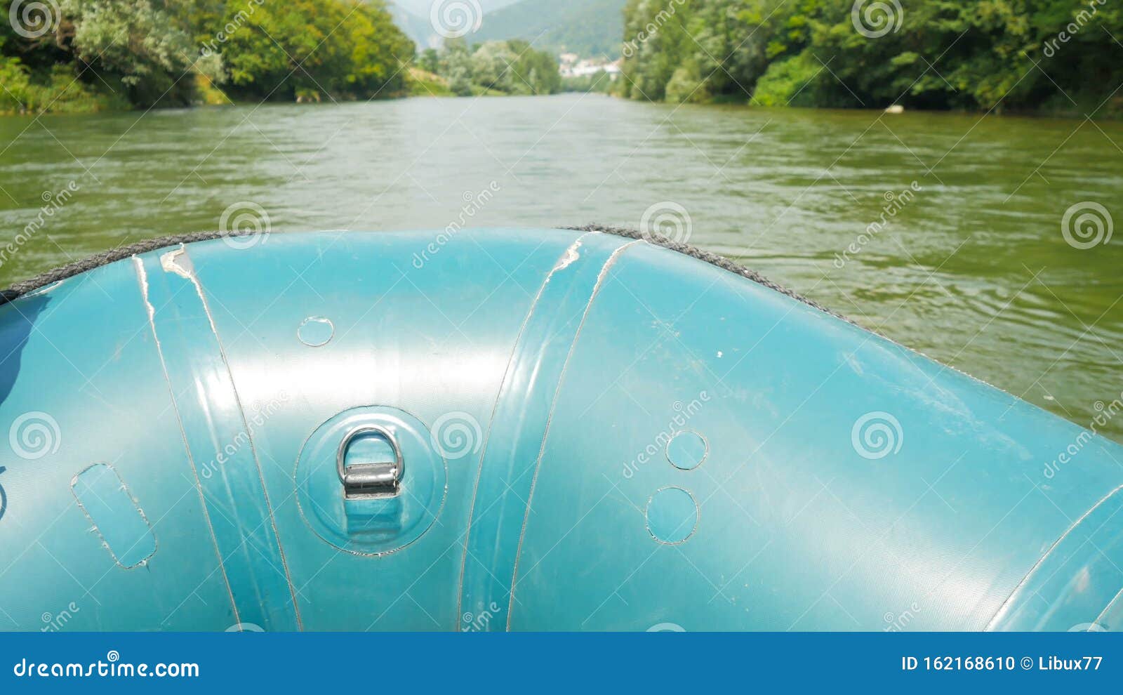 Rubber Dinghy Sailing in the Creek Stock Footage Video of dangerous