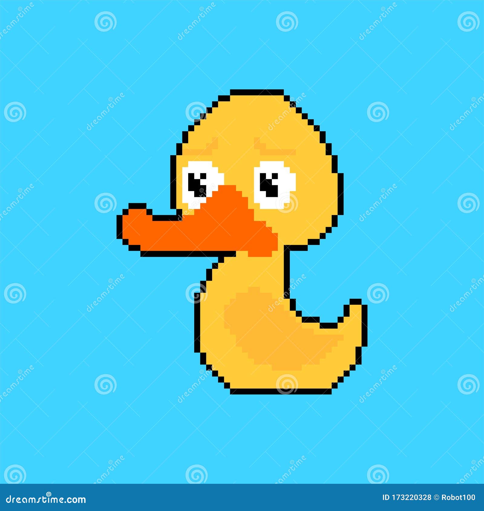 Rubber Duck Pixel Art. Toy 8 Bit. Pixelate Vector Illustration Stock