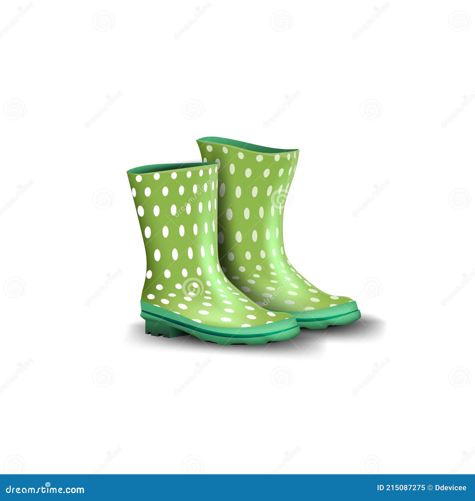 Rubber Green Boots Isolated on White Background for Your Creativity