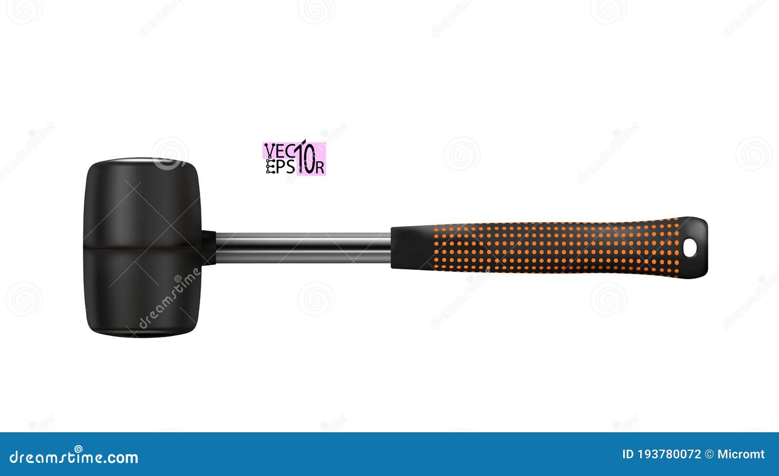 Rubber Mallet For Laying Tiles. Cartoon Vector