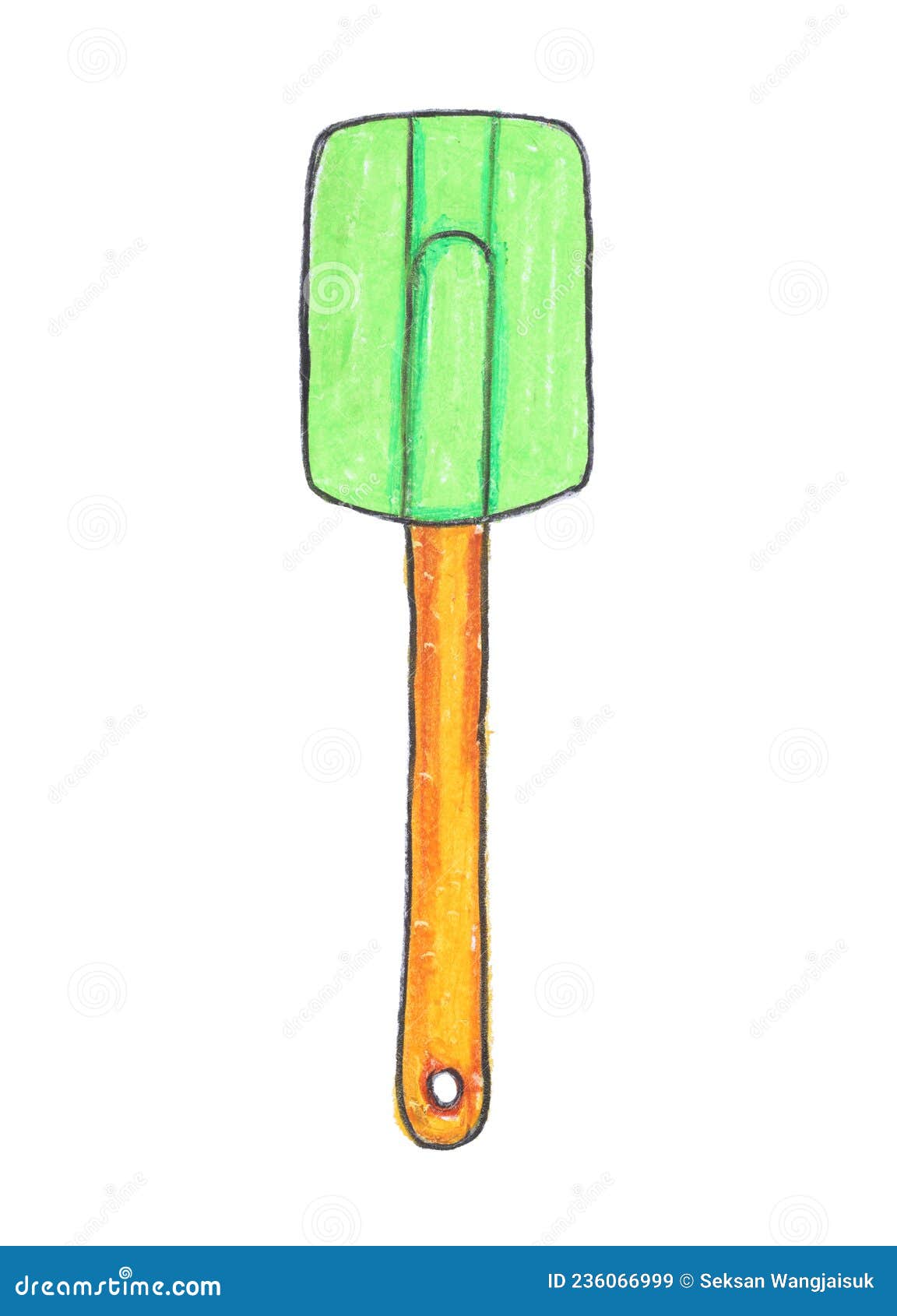 Rubber Scraper for Baker Drawing with Crayon on White Paper Stock