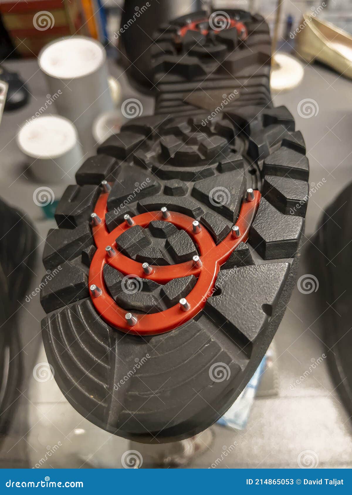 Rubber Sole of Winter Boot with Metal Studs Stock Image Image of