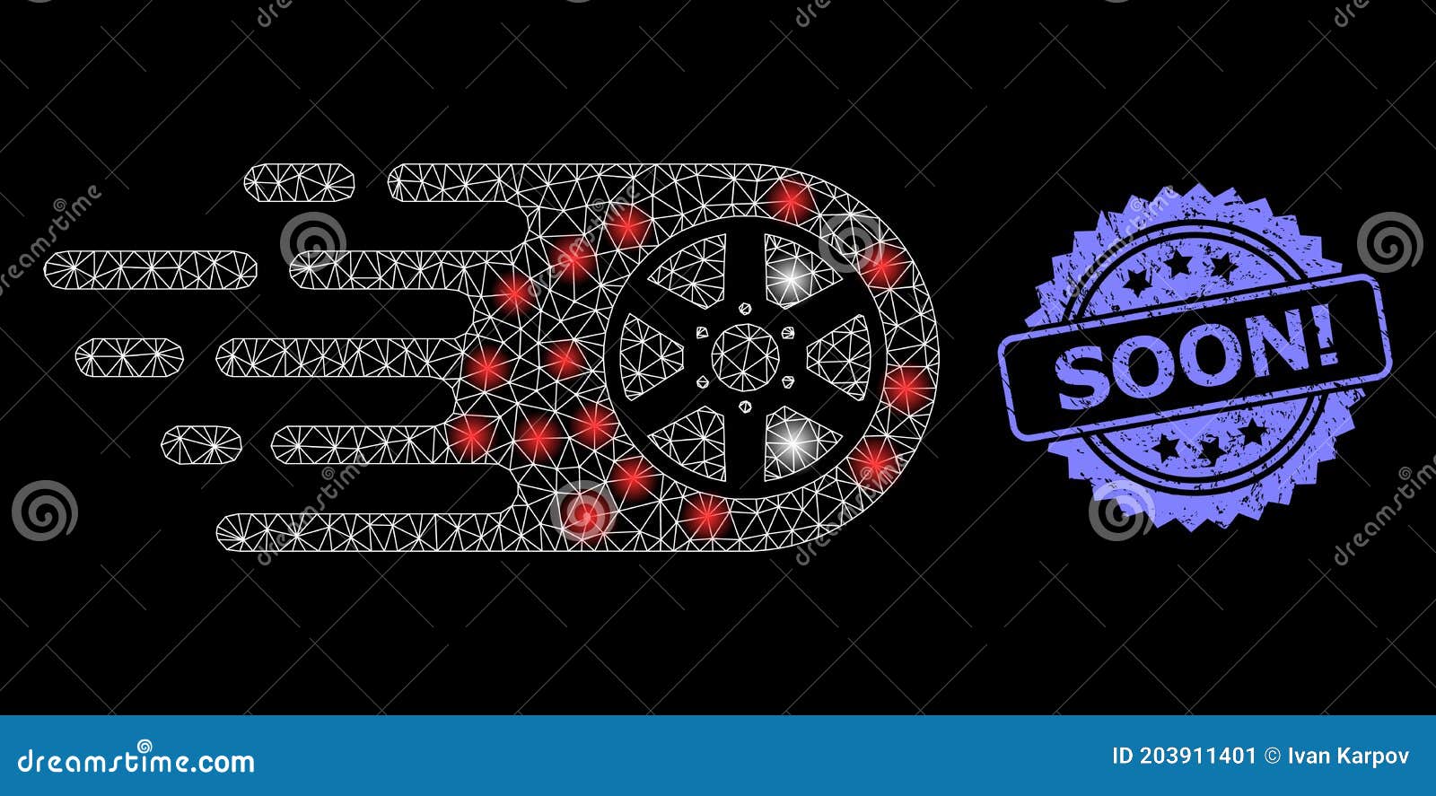rubber soon! stamp and bright web net bolide wheel with lightspots