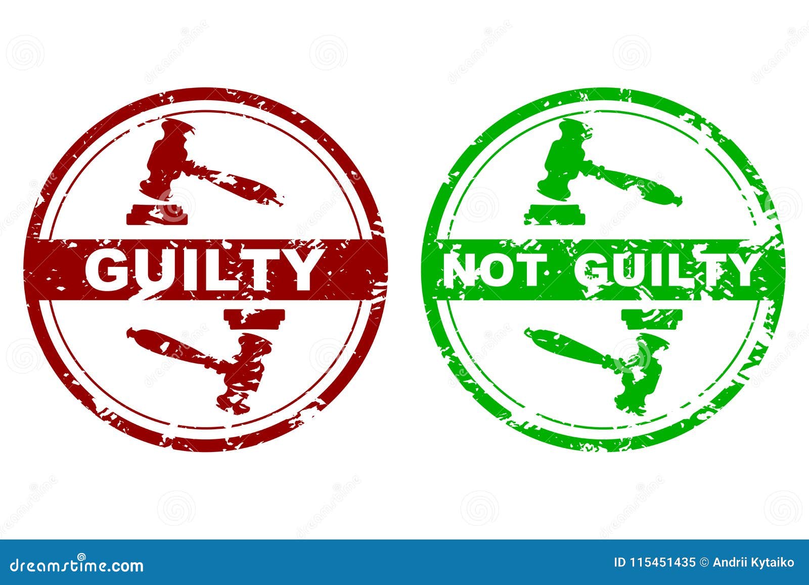 Rubber Stamp Guilty And Not Guilty Stock Vector Illustration Of Hammer Prison 115451435