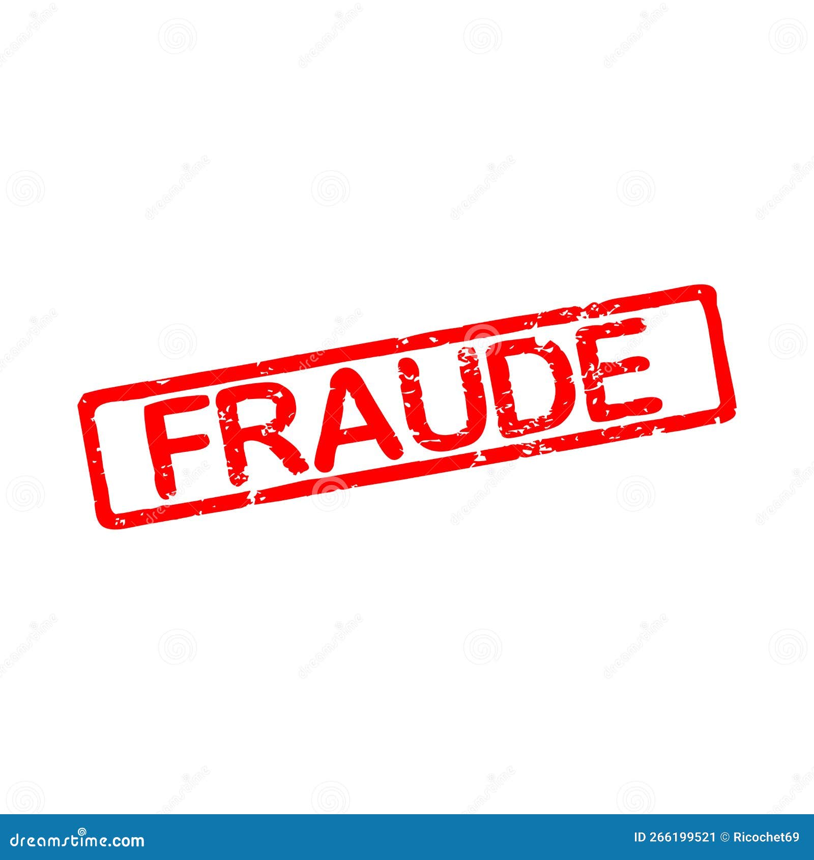 rubber stamp with text fraud called fraude in french language