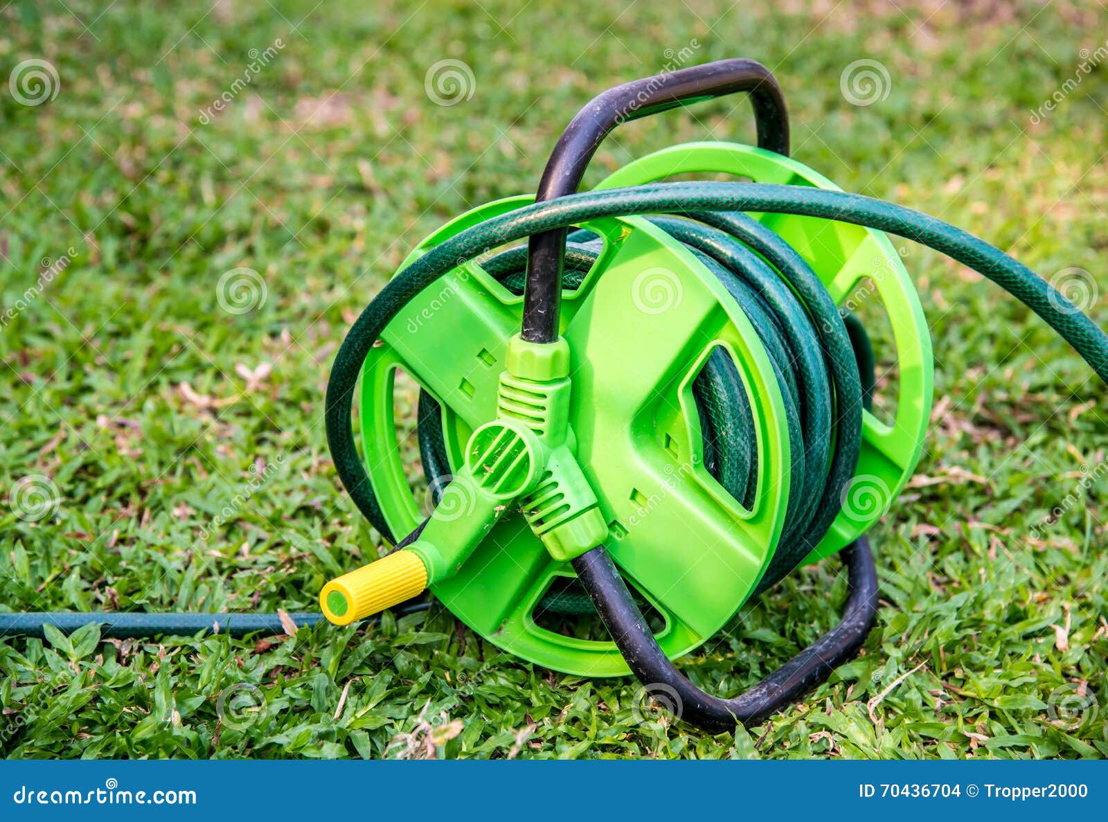 Rubber tube in the garden. stock photo. Image of gardening 70436704