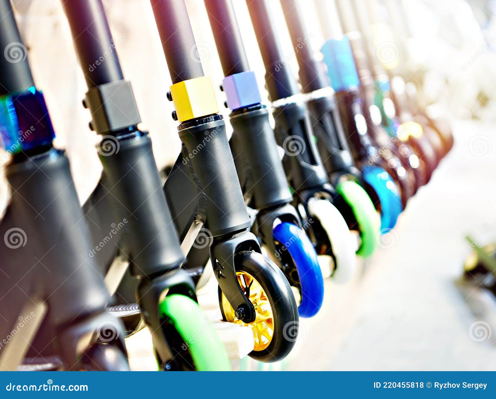Rubber Wheels of Scooters in Shop Stock Photo Image of equipment
