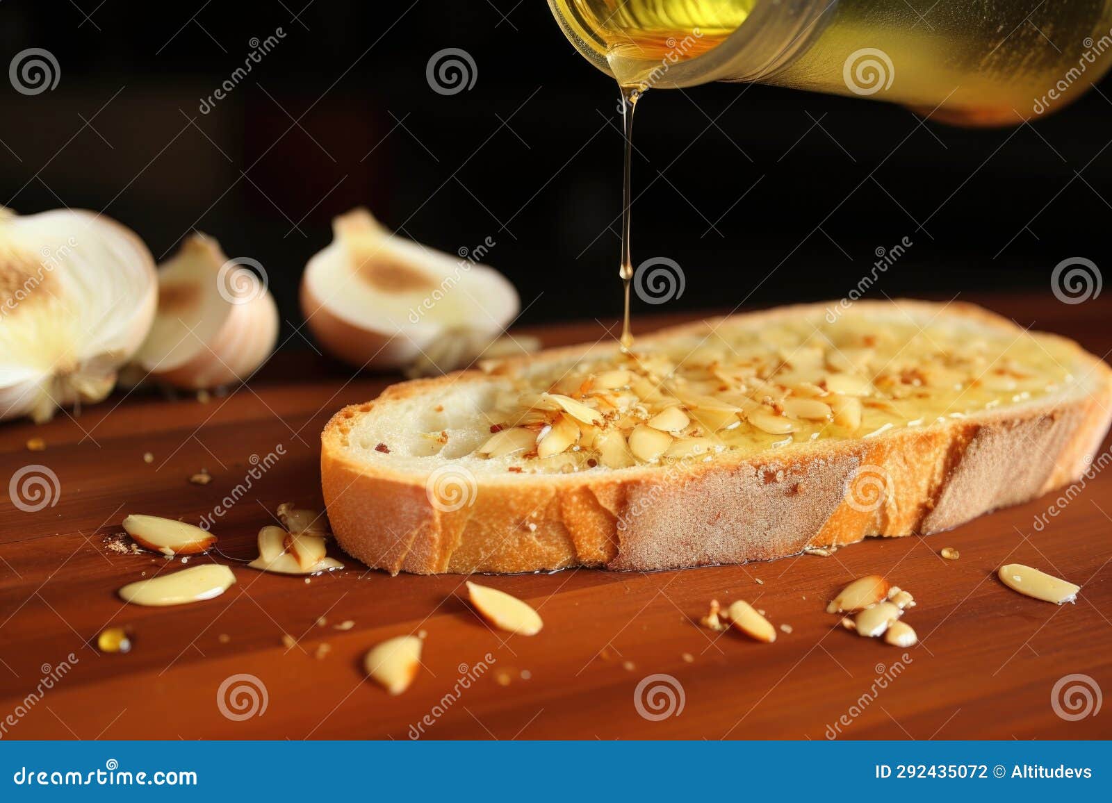 Rubbing Garlic Clove Against Toasted Bread Slice Stock Photo Image of healthy, kitchen 292435072