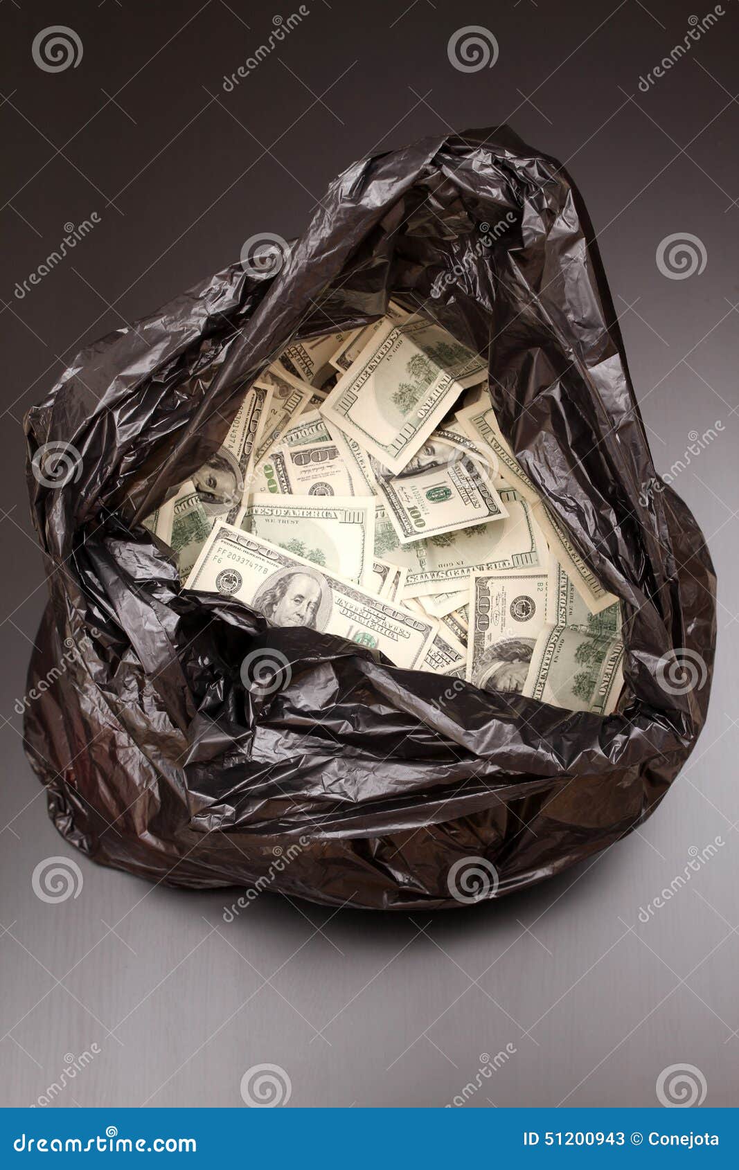 Rubbish bag with dollars stock image. Image of bill, dollar 51200943